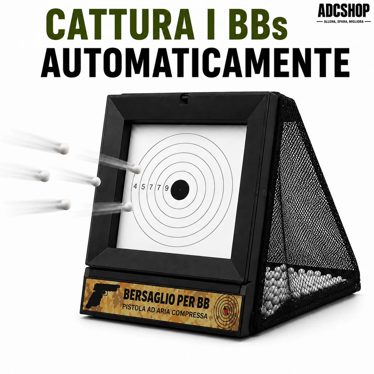 Airsoft Set di bersagli con rete cattura balines - 2 modalità - Include 100 bersagli extra 17x17 cm