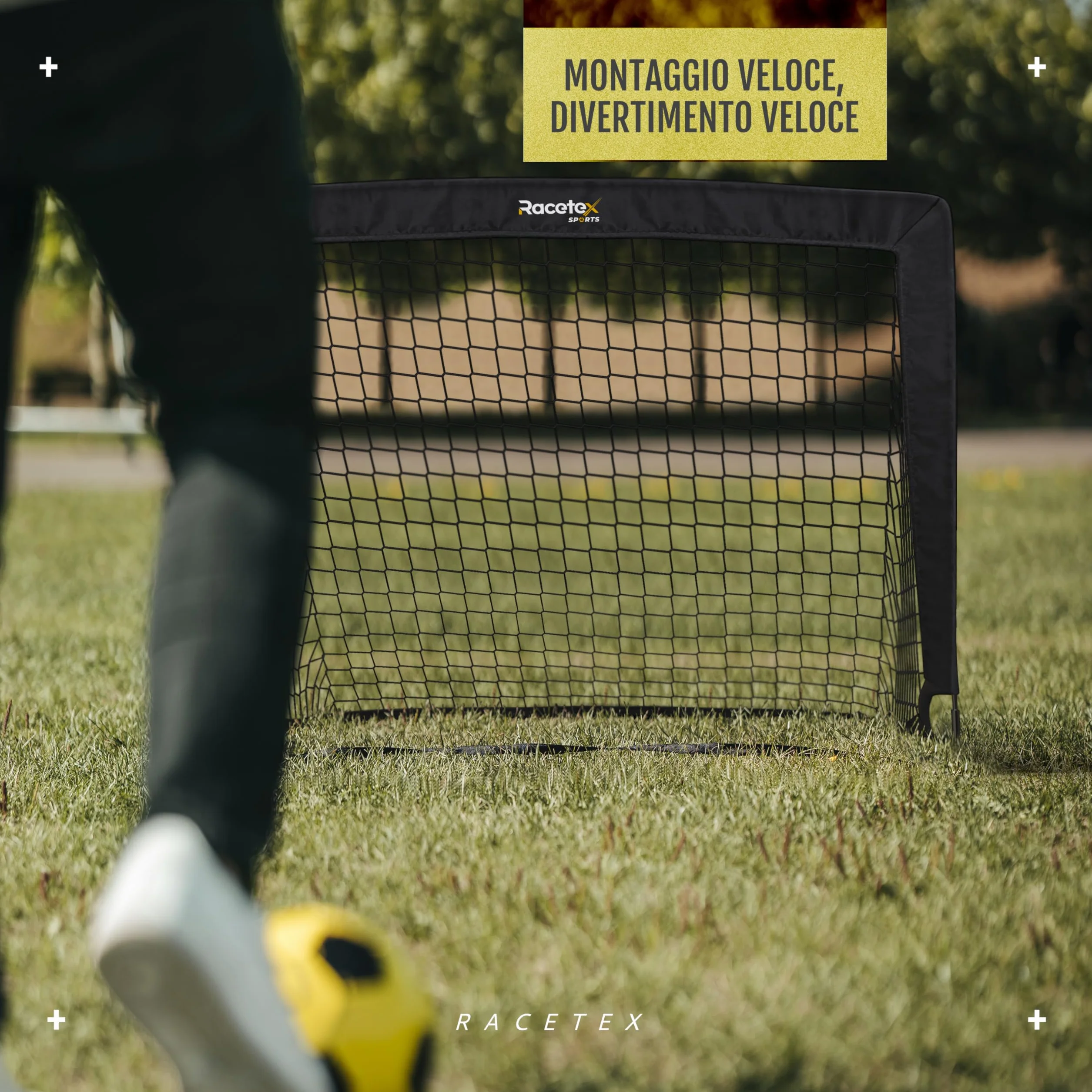 Racetex set di 2 porta calcio bambini - porte da calcio incluse in una pratica borsa per il trasporto - Versione con [ASTE RINFORZATE CON FIBRA DI VETRO] - porta per bambini