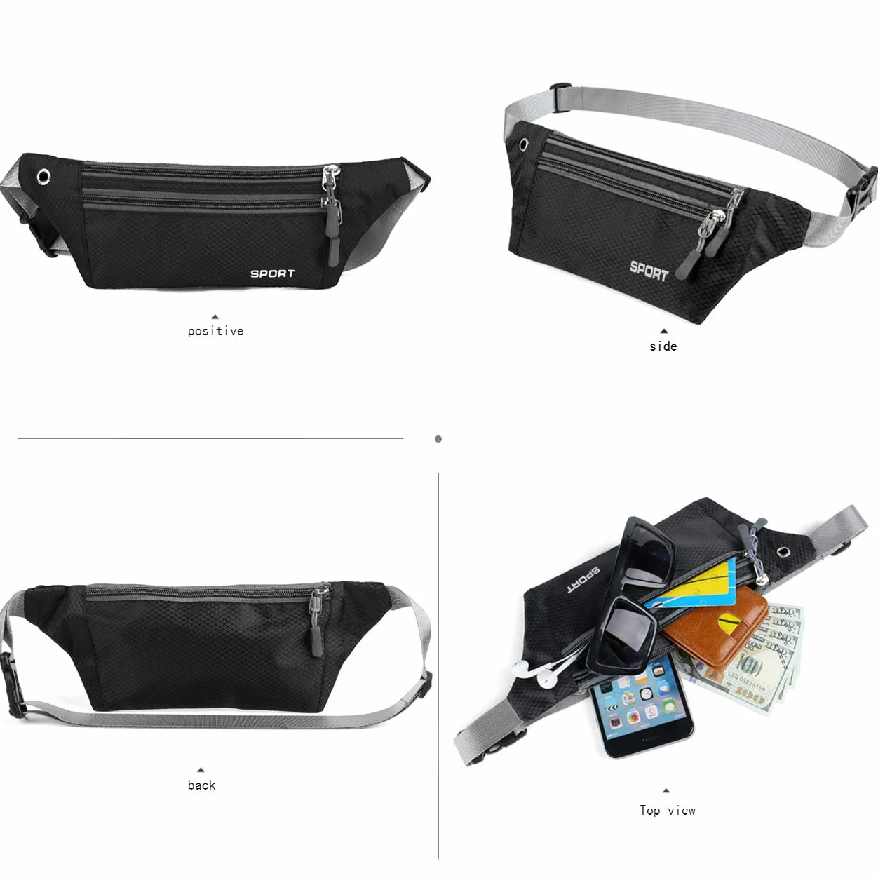 Marsupio Sportivo Impermeabile Running con Tasca Cintura per Portafoglio Chiavi Smartphone Jogging Trekking Bicicletta