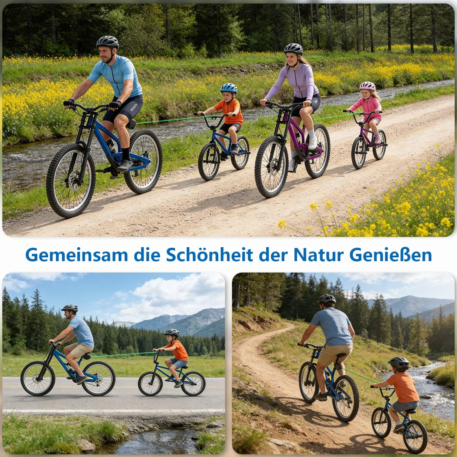 FIVAVA Cavo di Traino per Bici per Bambini 2.5M, Estraibile, 500 libbre, MTB