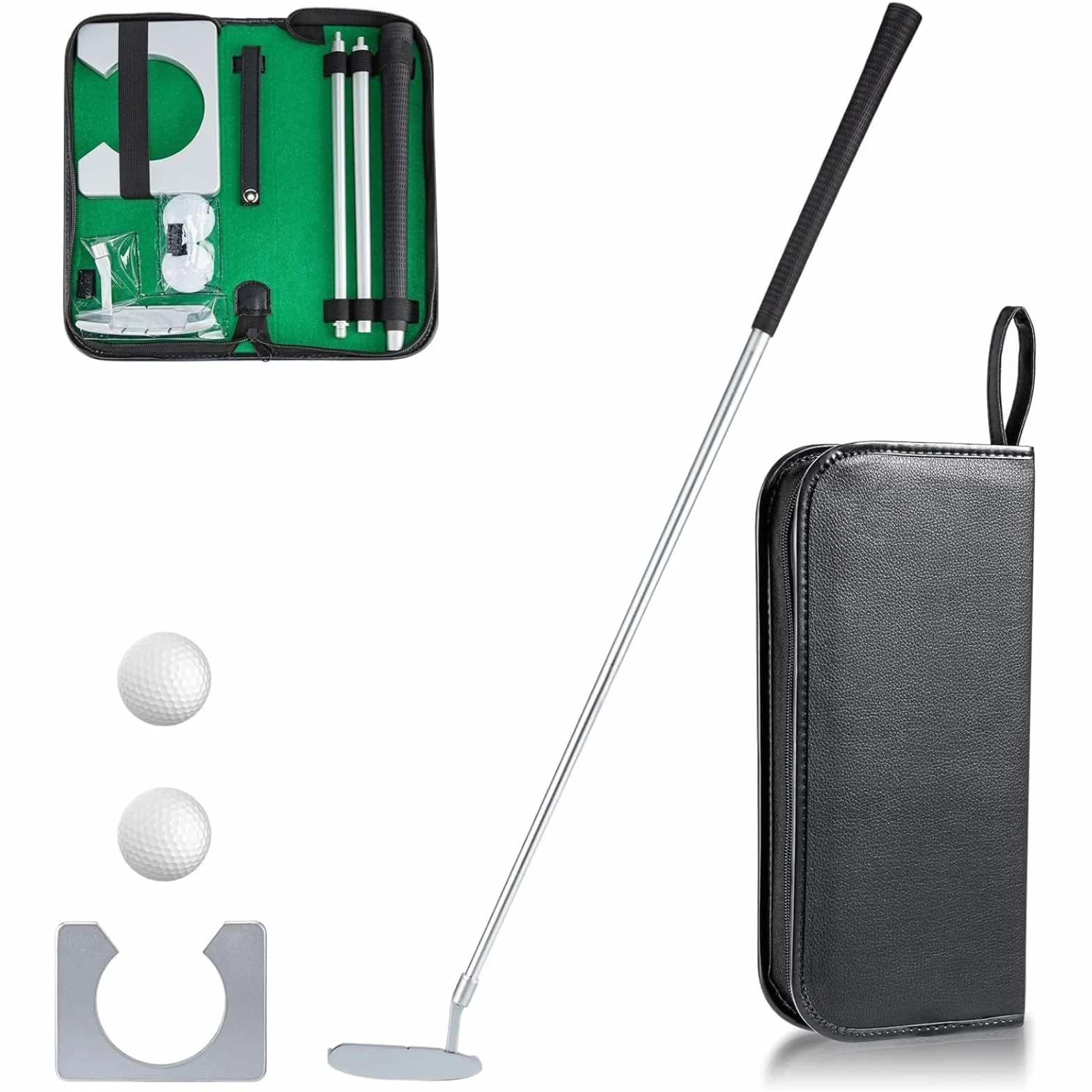 Mazza da Golf in Lega di Alluminio Staccabile, Putter Destri, Set da Ufficio con Palline e Sacca