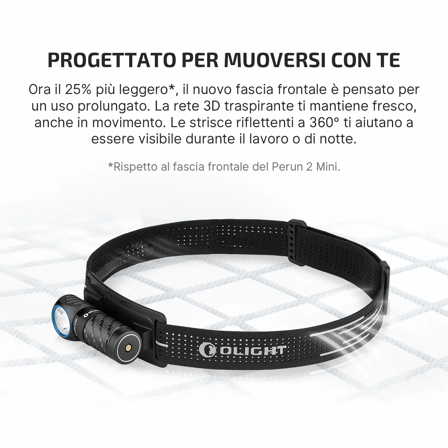 OLIGHT Perun 3 Mini HCRI Torcia Frontale Ricaricabile 920 Lumen 90 CRI Luce Bianca e Rossa