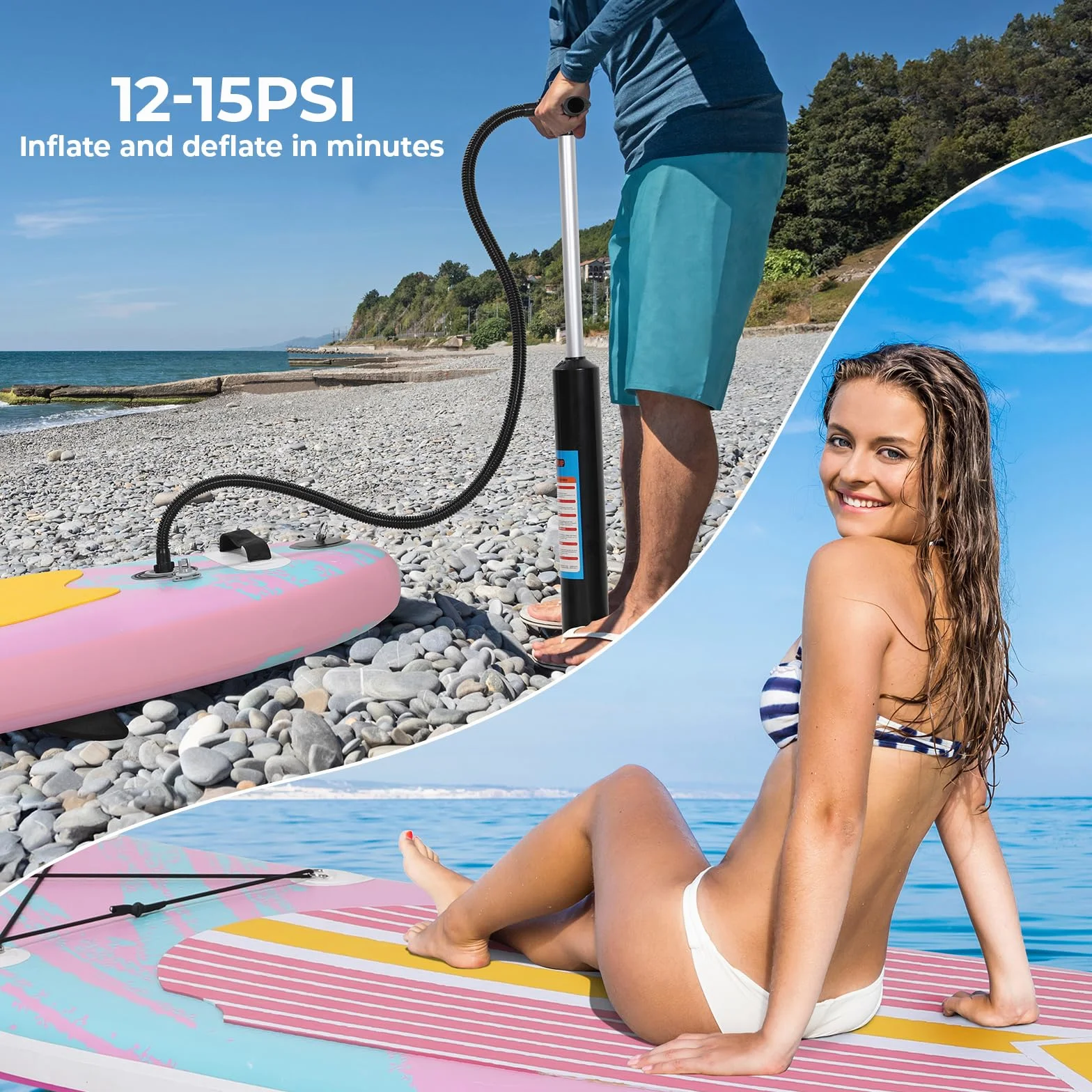 Tavola Sup Gonfiabile Adulti, 305 x 76 x 15 cm - Stand Up Paddle Board Gonfiabile con Grande Stabilità per Tutti I livelli Di Abilità, Per Yoga Touring Pesca, 200 kg