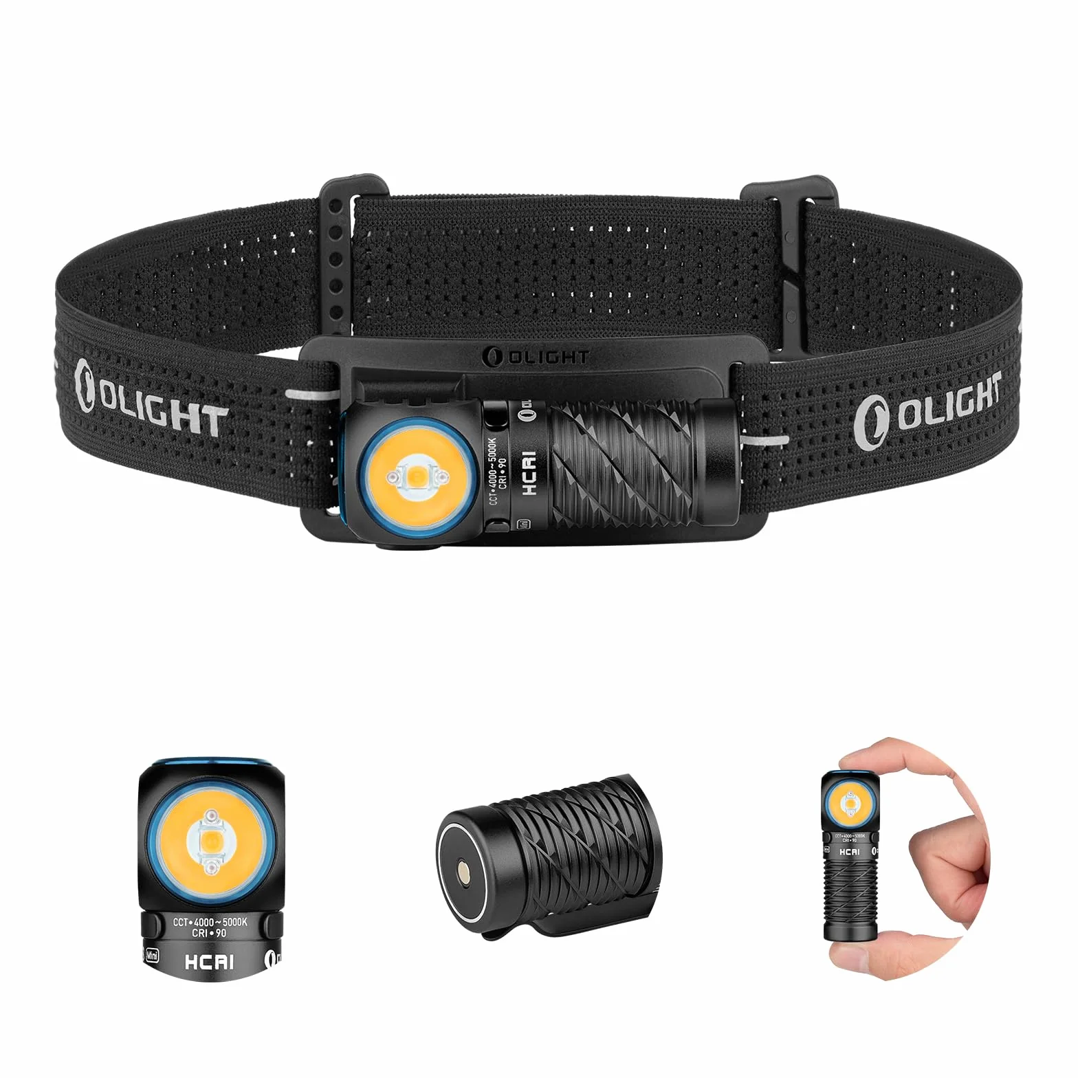 OLIGHT Perun 3 Mini HCRI Torcia Frontale Ricaricabile 920 Lumen 90 CRI Luce Bianca e Rossa