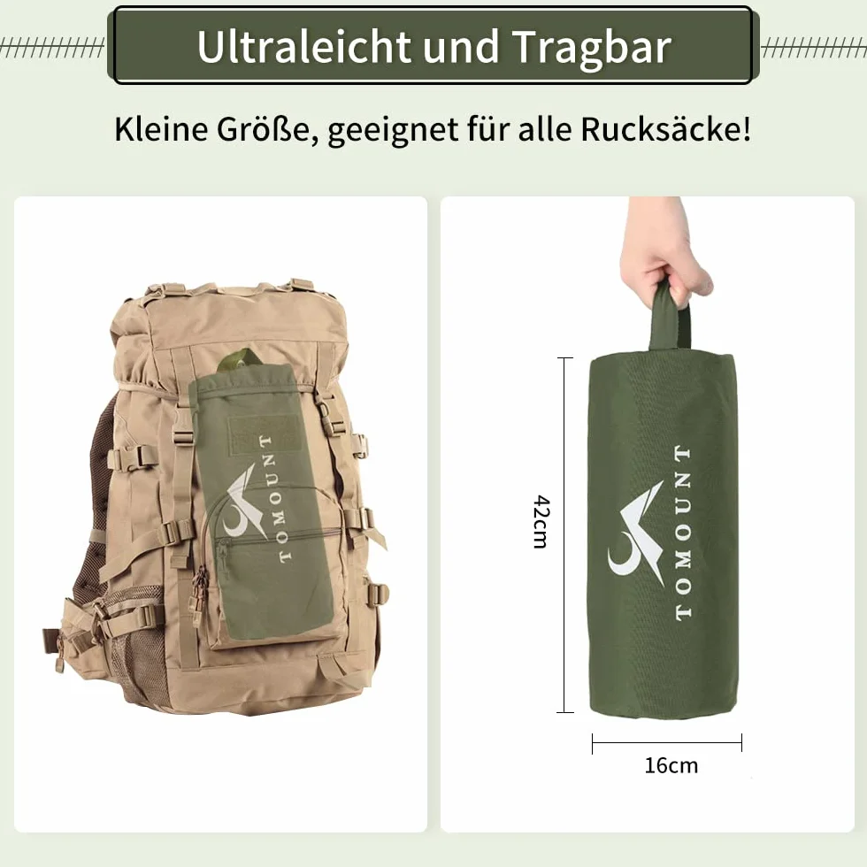 TOMOUNT Lettino da campeggio ultraleggero in alluminio 190 x 70 cm pieghevole compatto Verde