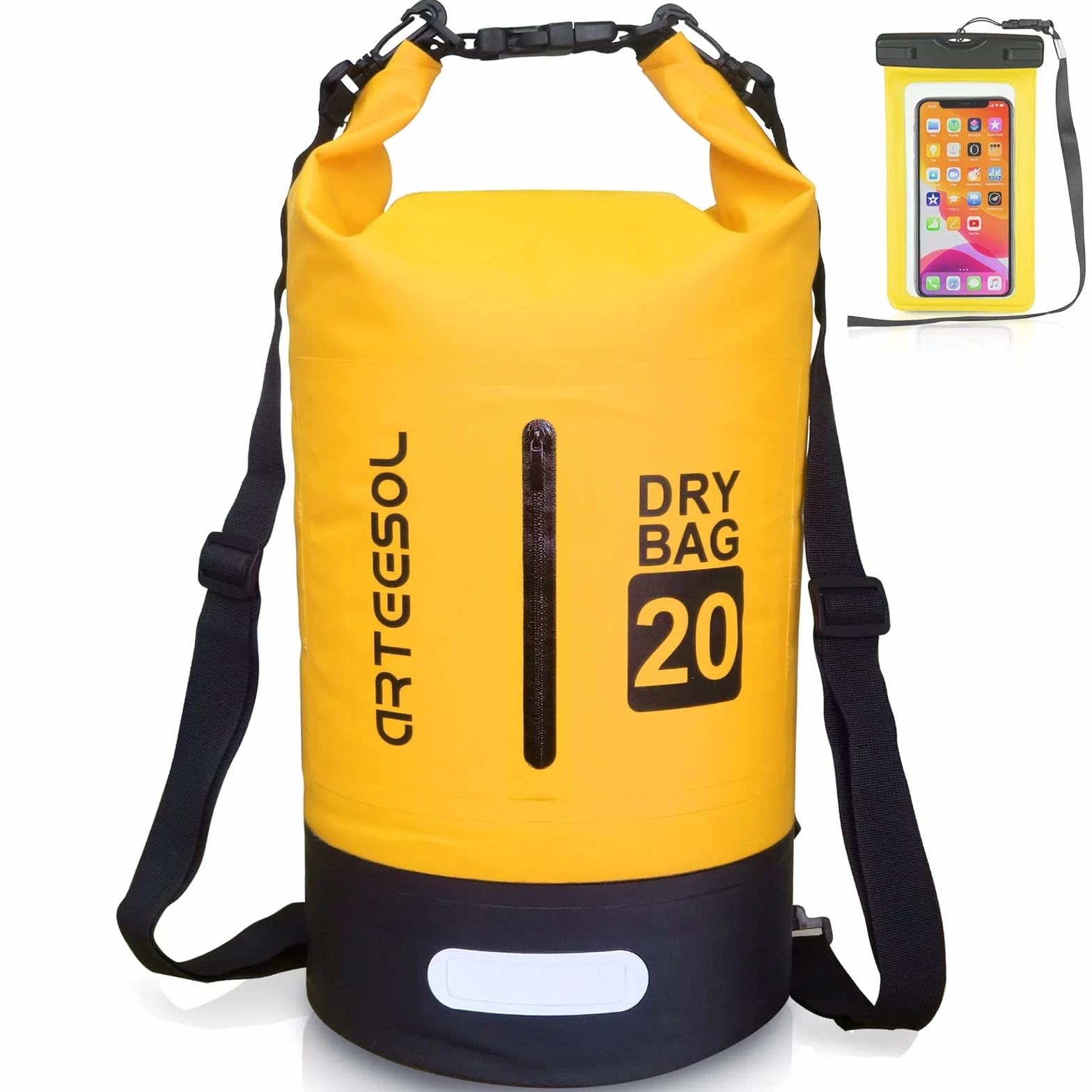 Borsa Impermeabile 5L/10L/20L/30L Waterproof Dry Bag Zaino Sacca Stagna con Doppia Tracolla per Nuoto Kayak Canottaggio Pesca Viaggiare in Bicicletta Spiaggia