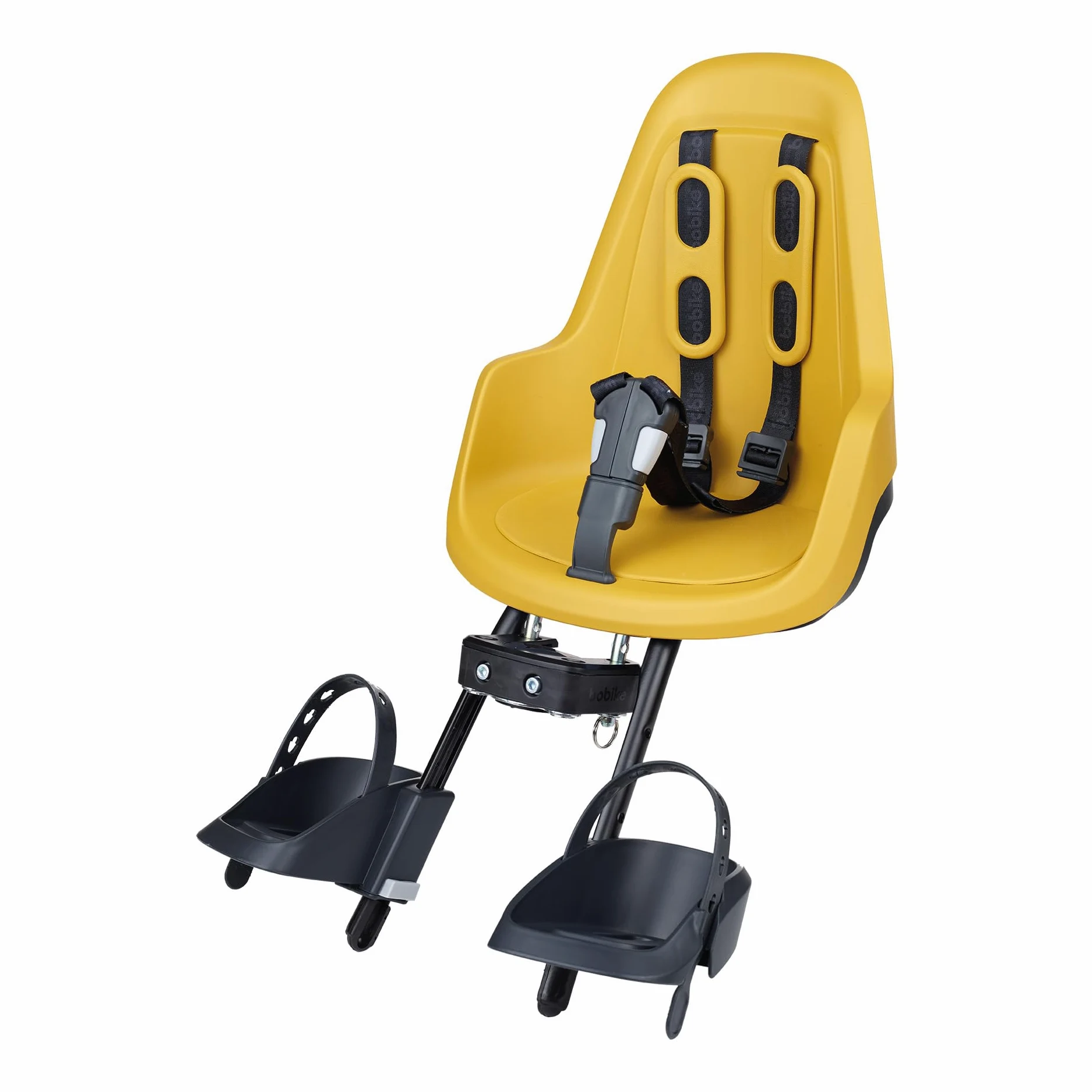 BOBIKE 8012000023 - Seggiolino anteriore ONE MINI per bicicletta con ruote da 26” a 29” adatto per bambini con un peso massimo di 15kg con attacco sul tubo di sterzo in colore Potente Senape