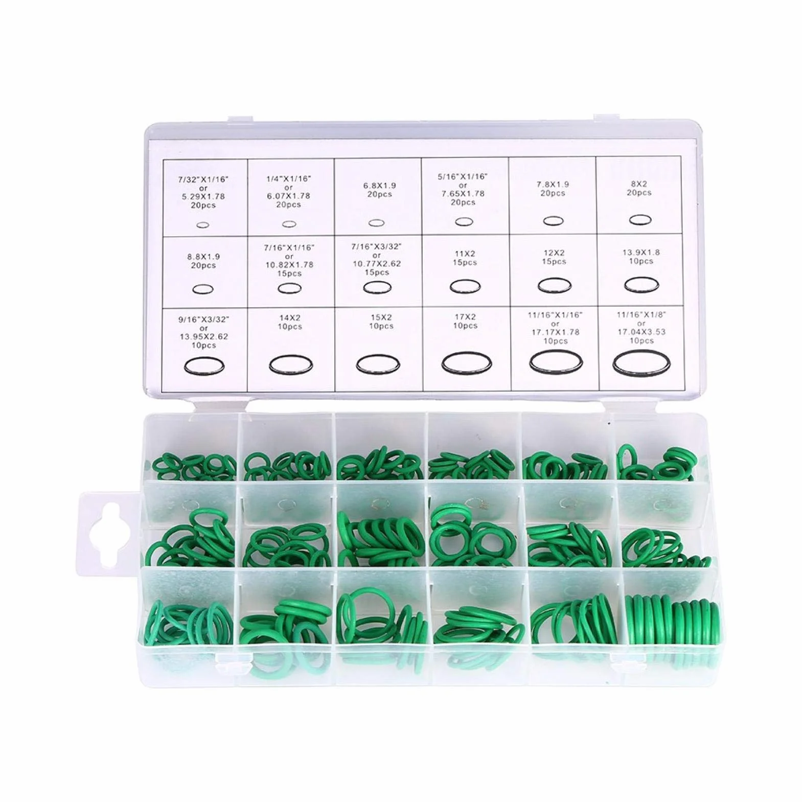 Aramox Kit O-Ring Verdi, 270 Pezzi in 18 Misure Diverse, per Condizionatori Auto, Porte, Finestre ed Elettrodomestici