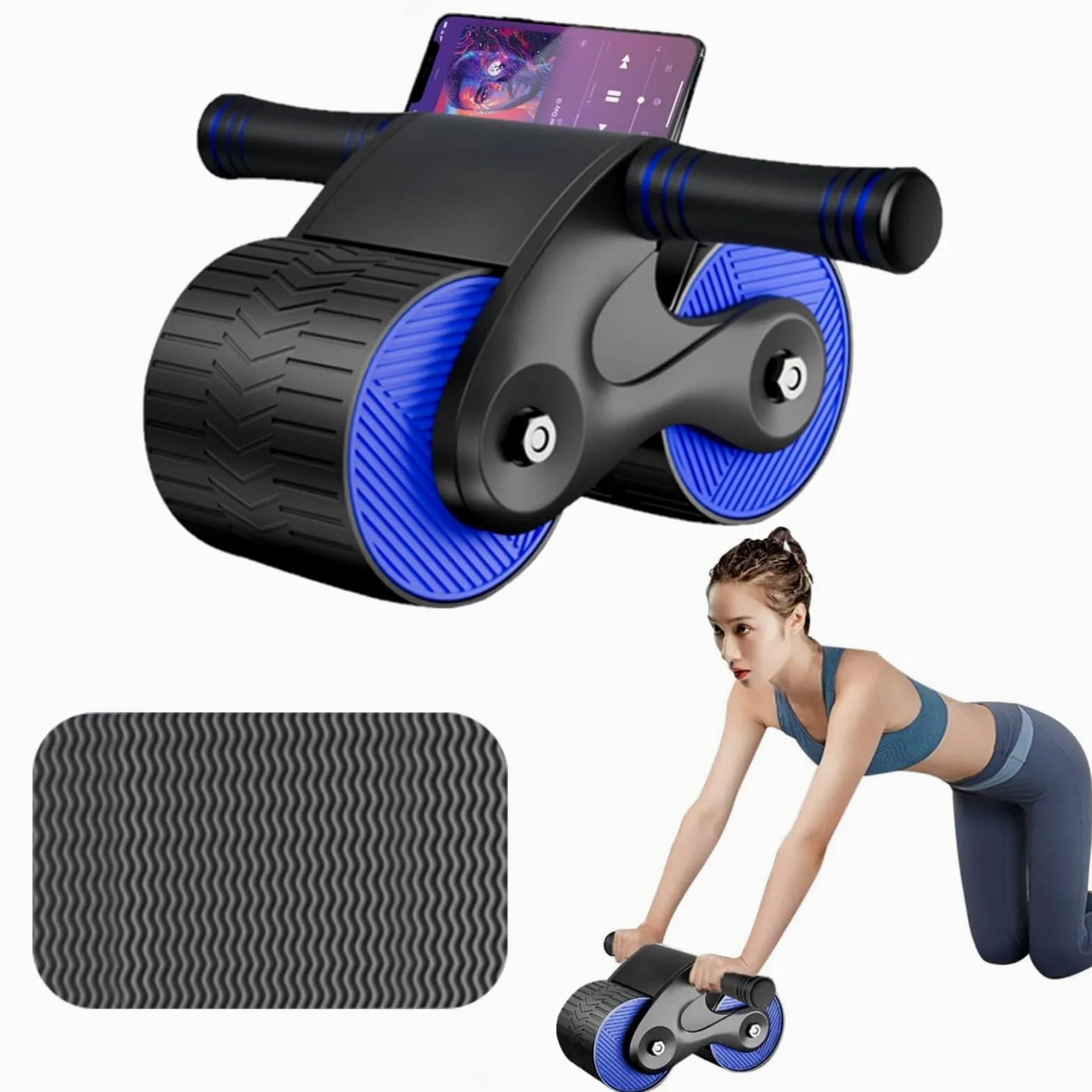 Ab Roller Wheel per Core Trainer, 2024 Nuovo Ruota Addominali, Ruota a Rullo per Addestratore Addominali Fitness per Allenamento in Palestra con Stuoia