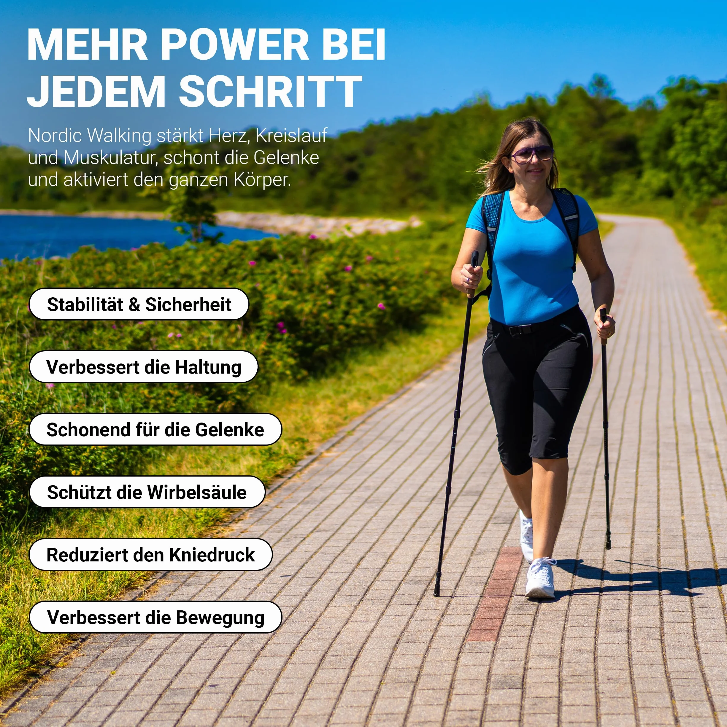 MSPORTS Bastoncini Nordic Walking Carbon Nero/Arancione