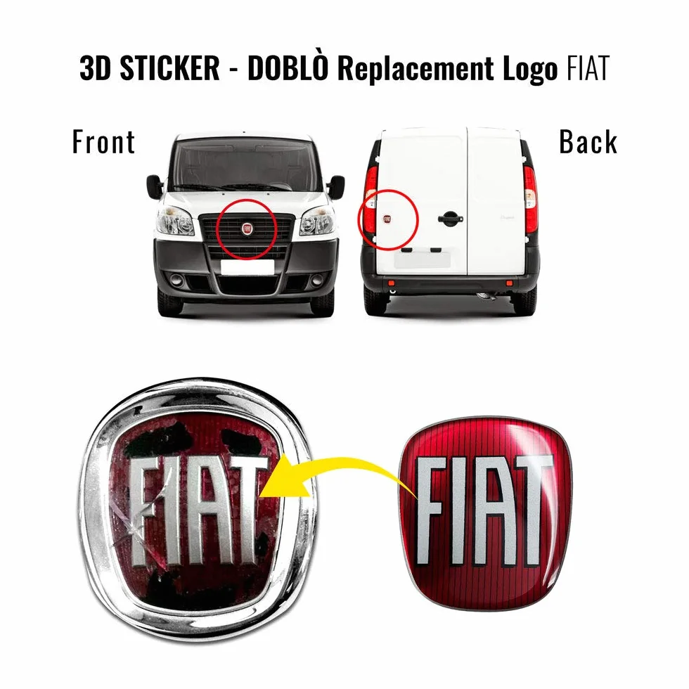 Adesivo Fiat Professional 3D Logo Anteriore Posteriore per Doblò