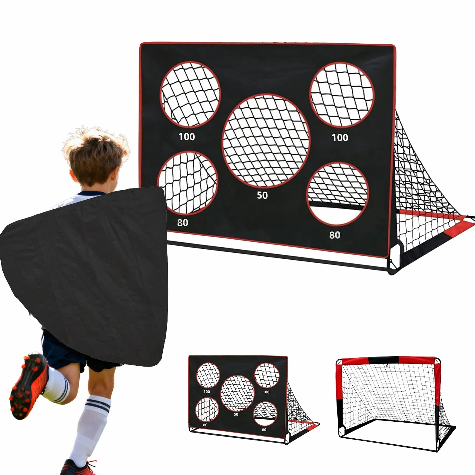 Porta da calcio pieghevole 2 in 1 per bambini con borsa trasporto
