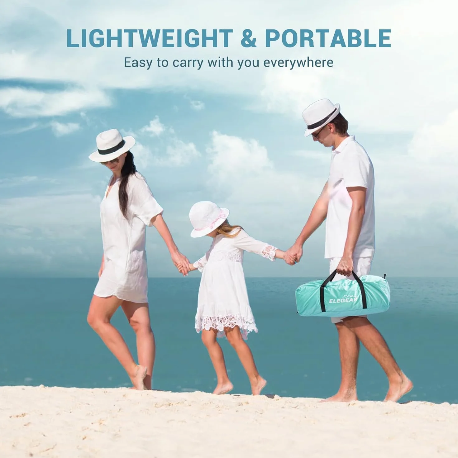 Elegear Tenda da Spiaggia Completamente Chiusa per 4-7 Persone con Protezione Solare UPF 50+