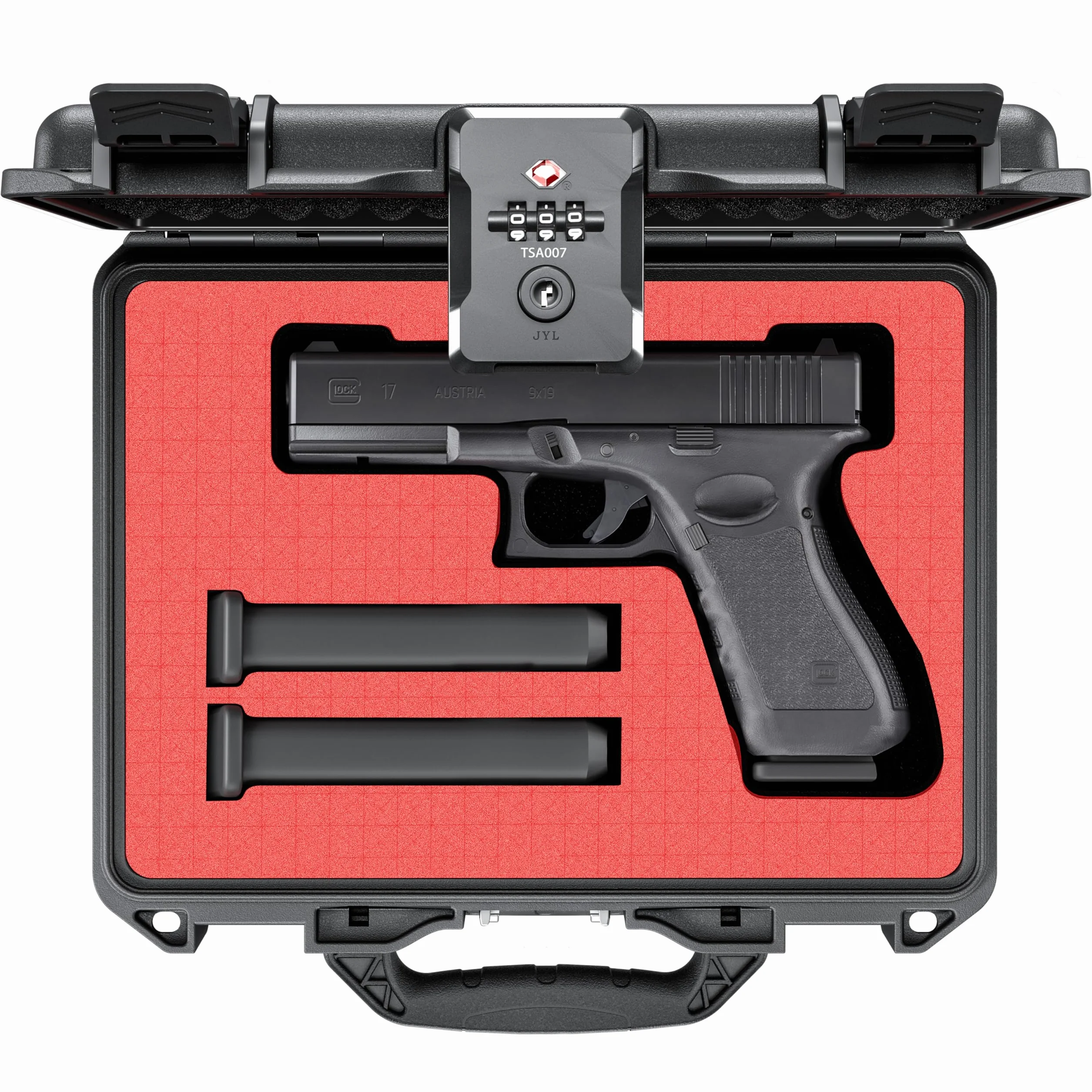 Kinghardcase Custodia Rigida Impermeabile Antiurto per Pistola, TSA Combinazione Bloccabile, 10.6 x 8.8 x 4 pollici