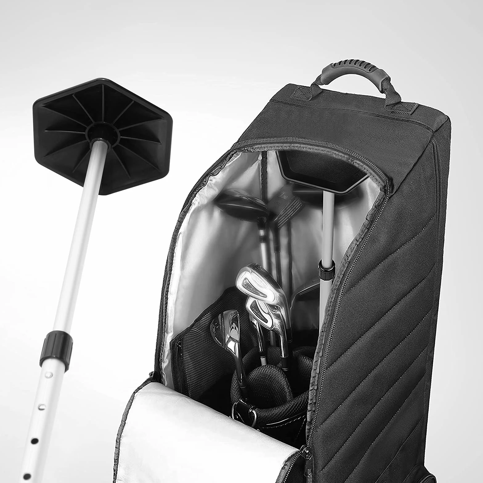 OUUTMEE Palo da viaggio in alluminio per golf esagonale resistente agli urti copertura flessibile