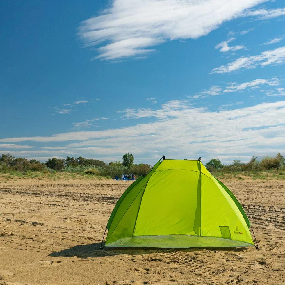 Tenda da spiaggia Helios, verde, anti-UV 80, estremamente leggera, confezione compatta