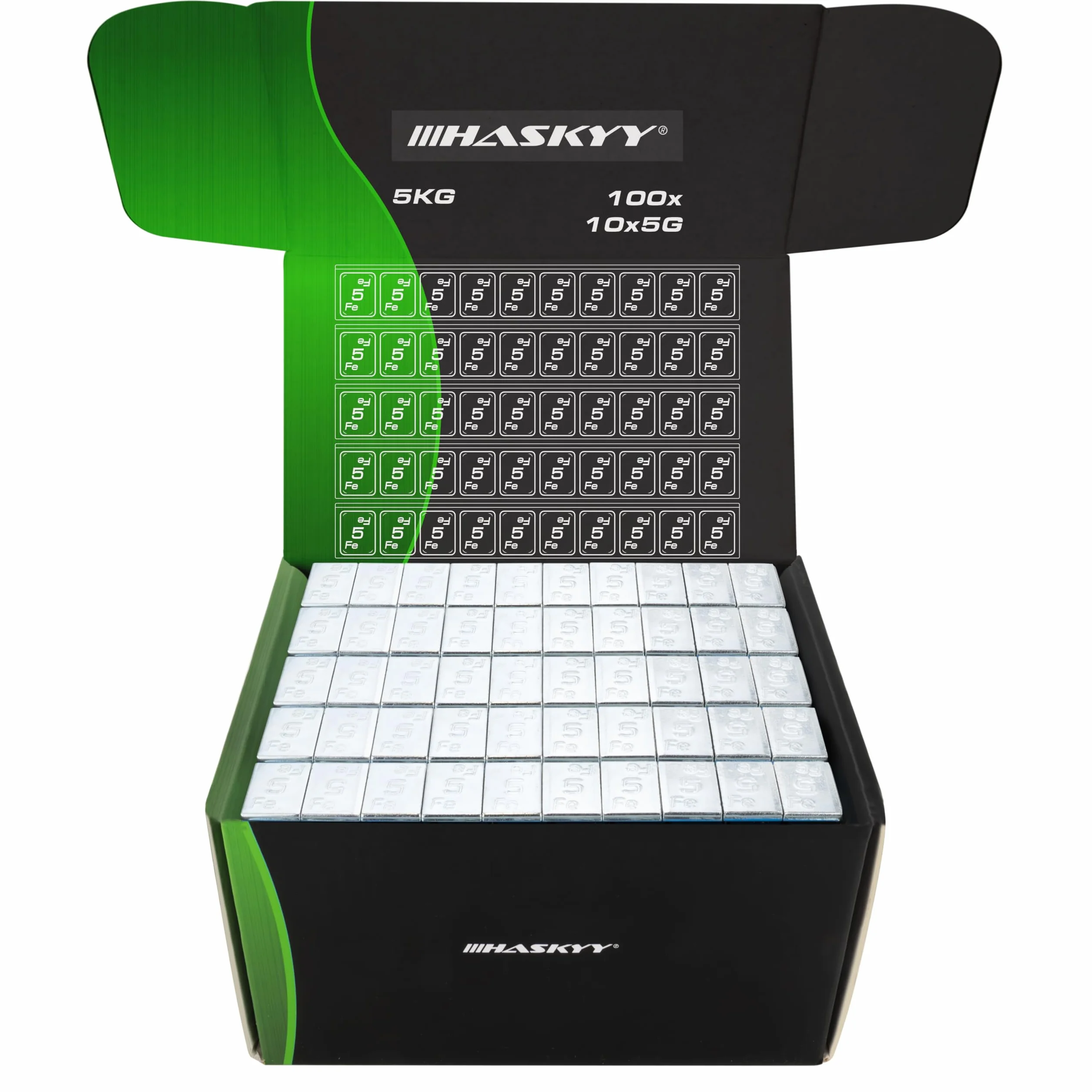 HASKYY 5KG Pesi equilibratura Nero 10x5g I Pesi Adesivi Pesi in Acciaio Striscia Adesiva 100x con Bordo di Uscita I Zinco