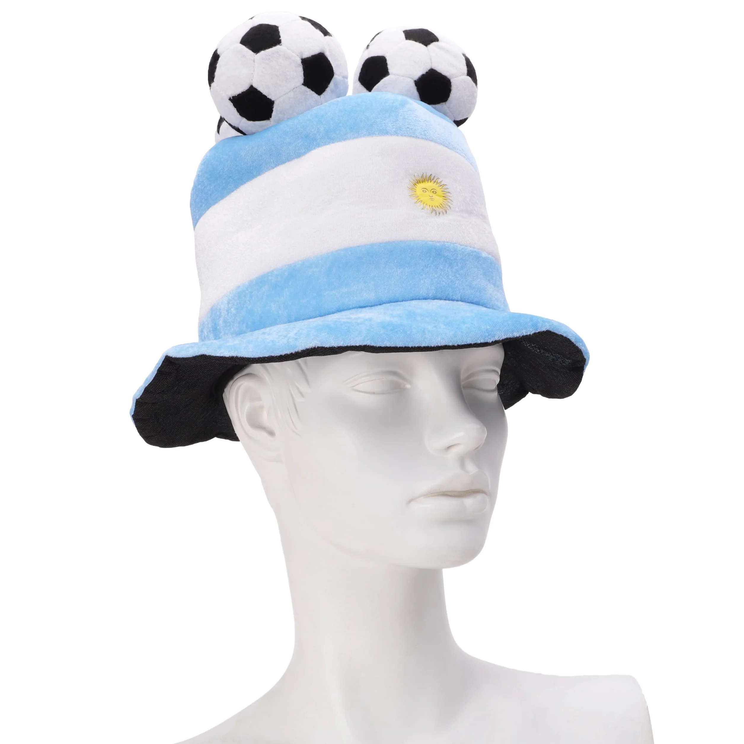 Toyland® Argentina Flag Football Fan Top Hat with 3D Footballs - World Cup & European Championships Party Costume - 10 Countries to Choose
