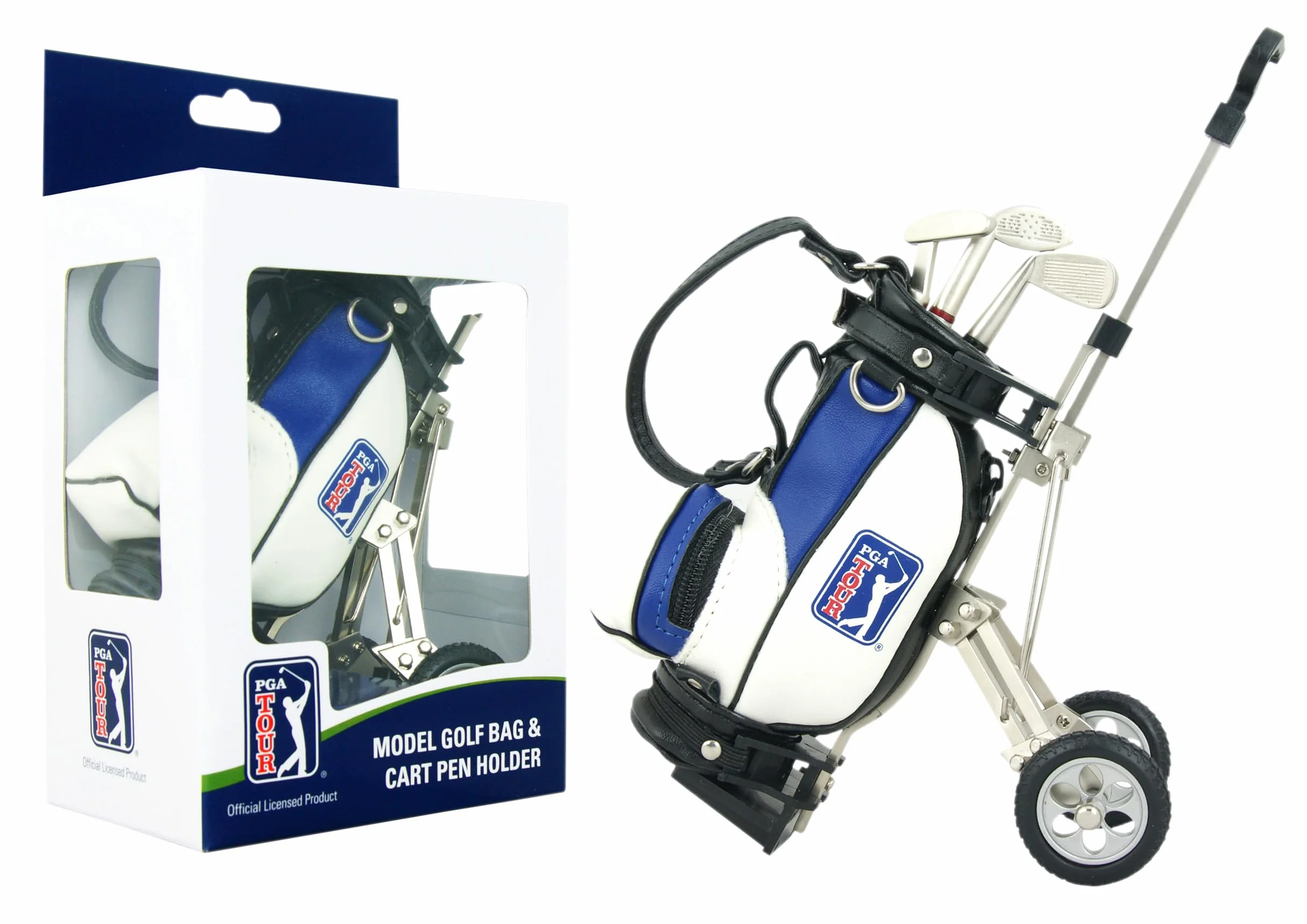 PGA Tour Kit Regalo da Scrivania Penne e Sacca Golf Miniatura Bianco
