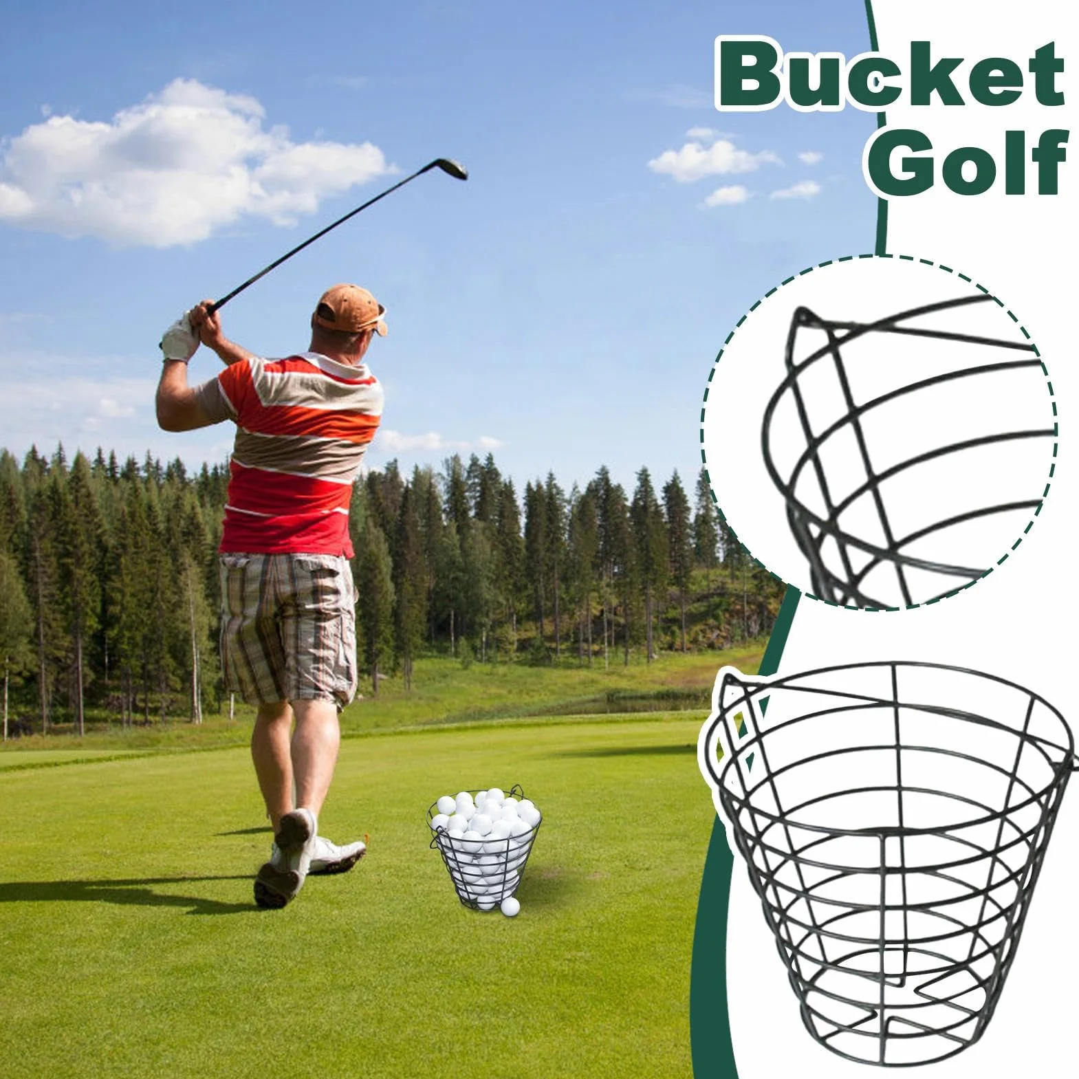 Cestino per palline da golf organizer 100 palline filo manico grande capacità
