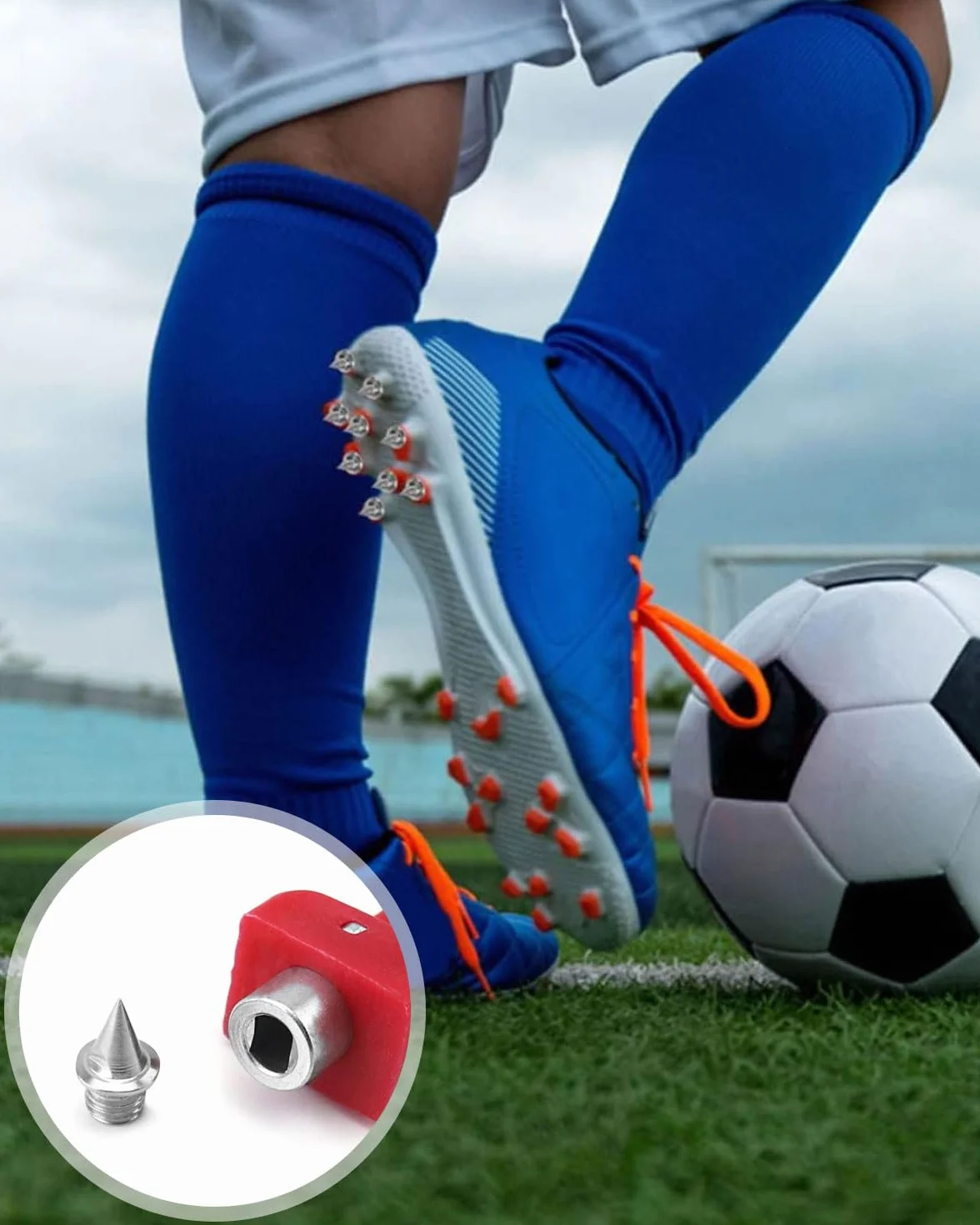 Punte per Scarpe 6 mm Chiave a Spillo, Punte d'Acciaio Piramide Sostituzione per Scarpe Atletiche
