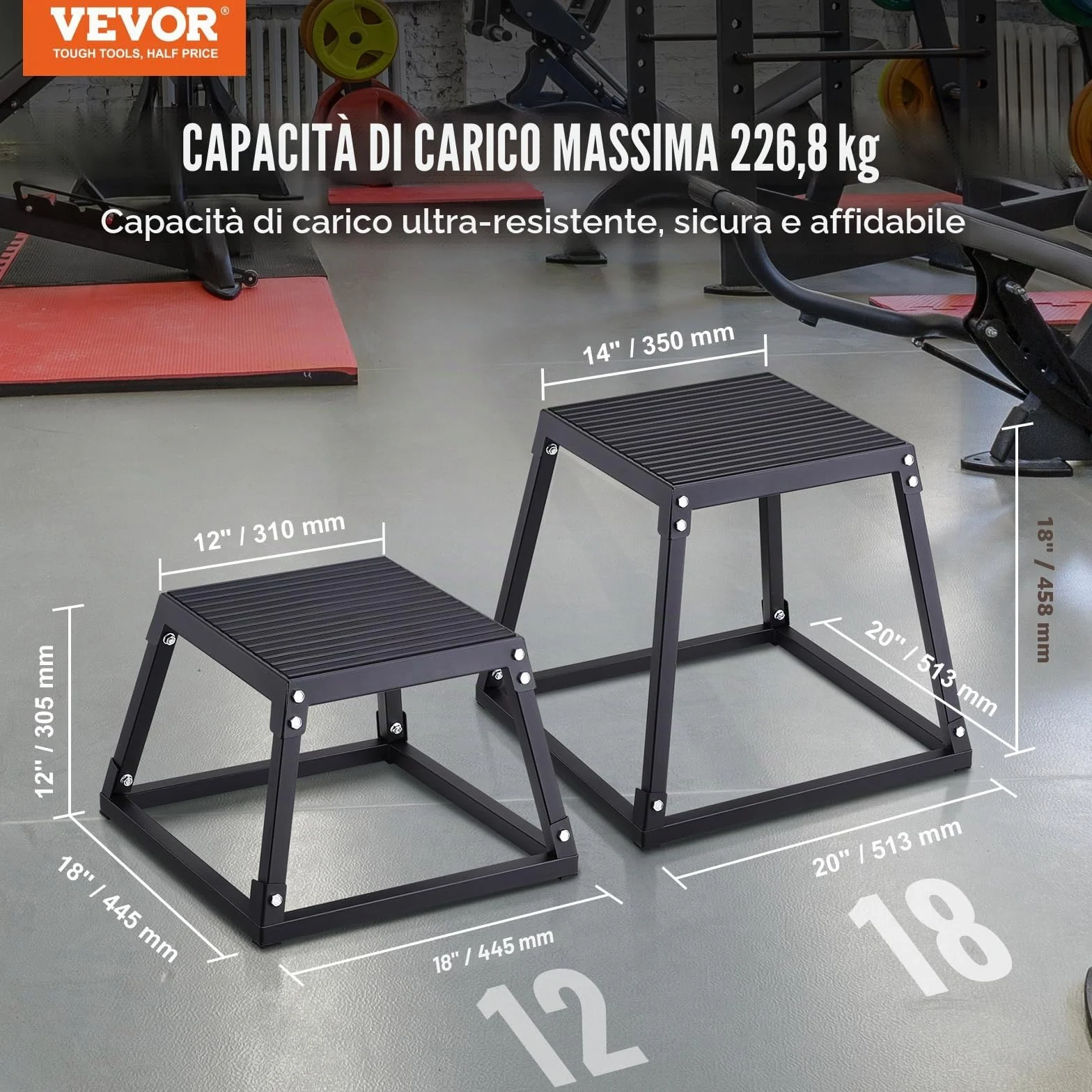 VEVOR Box Pliometrico 305mm Piattaforma Pliometrica Carico 227 kg Jump Box Allenamento Fitness Crossfit
