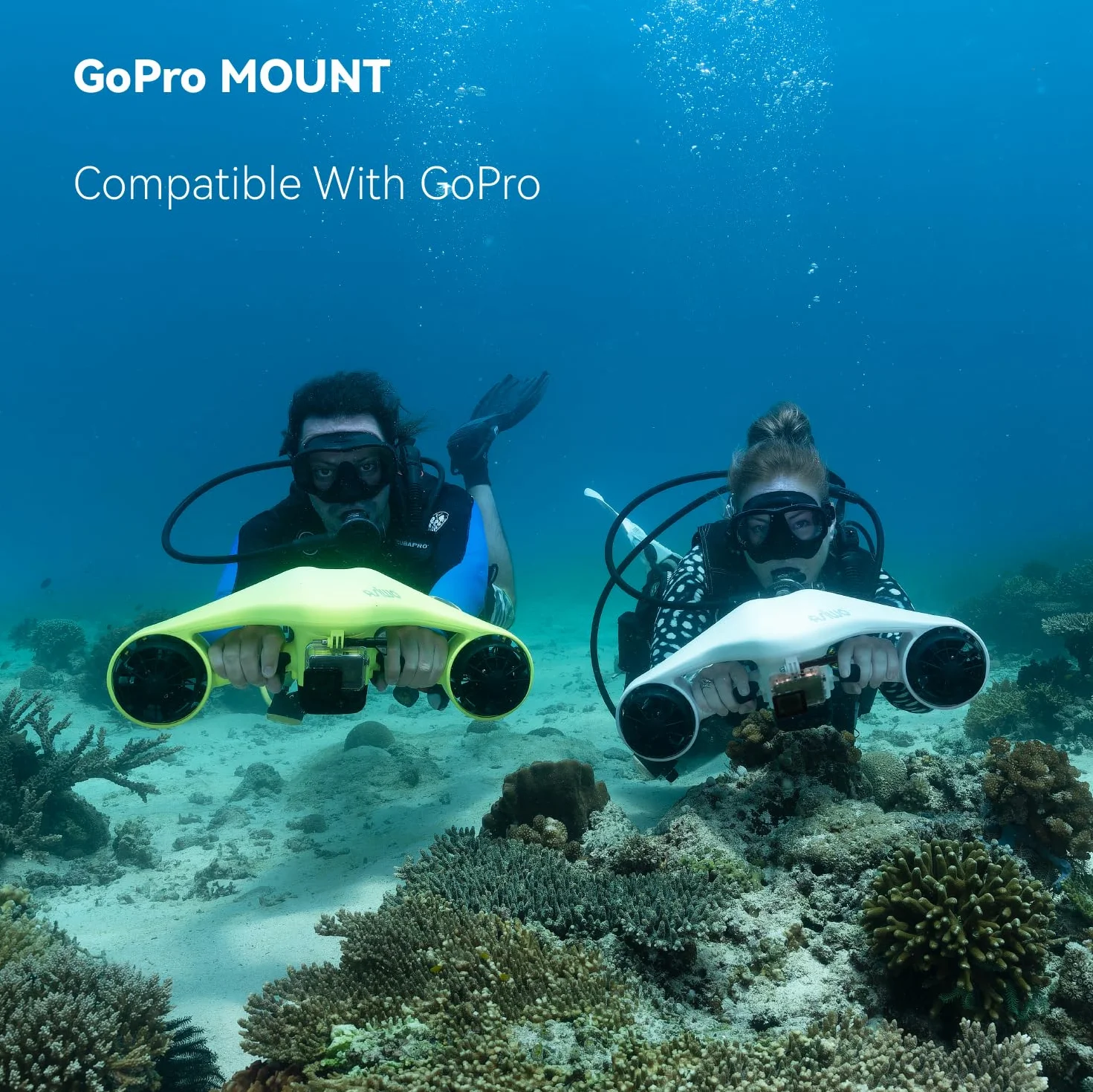 Asiwo Scooter Subacqueo Elettrico Seascooter con Action Camera Mount - Scooter Marino a Doppio Motore Impermeabile per Immersioni Nuoto Snorkeling