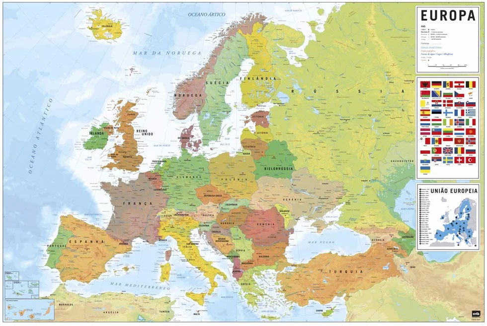 Grupo Erik Mappa Europa Fisico-Politico Poster 61 x 91.5 cm Multicolore