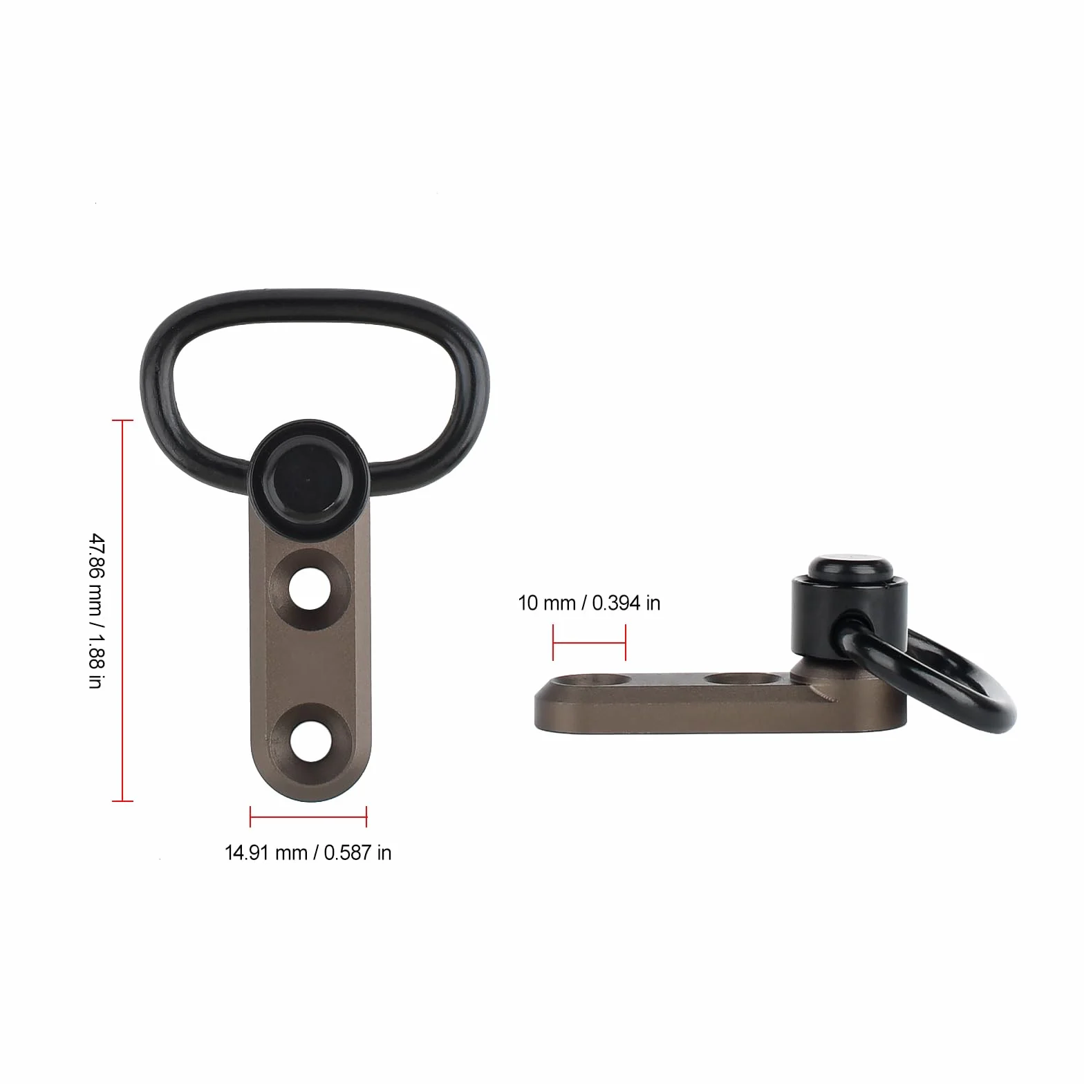 QD Sling Swivel Mount Adapter Tactical Sling Mount for Mlok/Keymod Rail System Tan