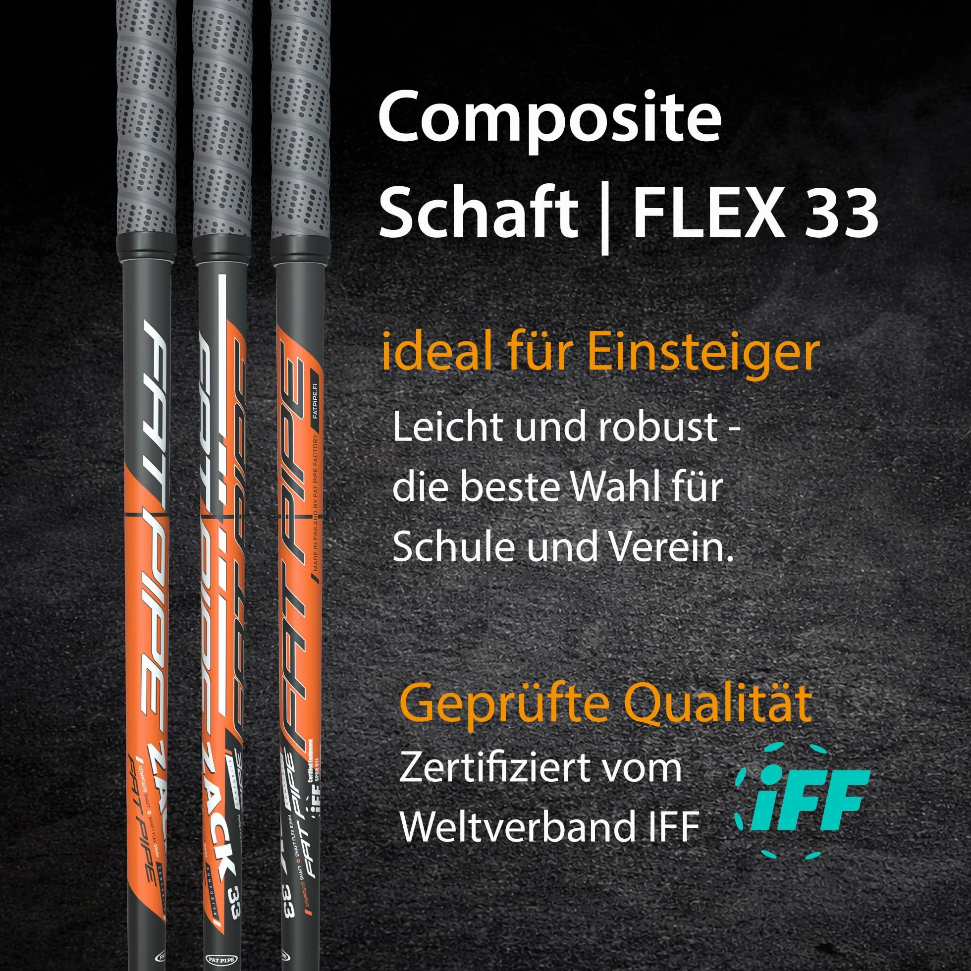 FAT PIPE Floorball Racchetta da Hockey Zack 33 Bone Orange IFF