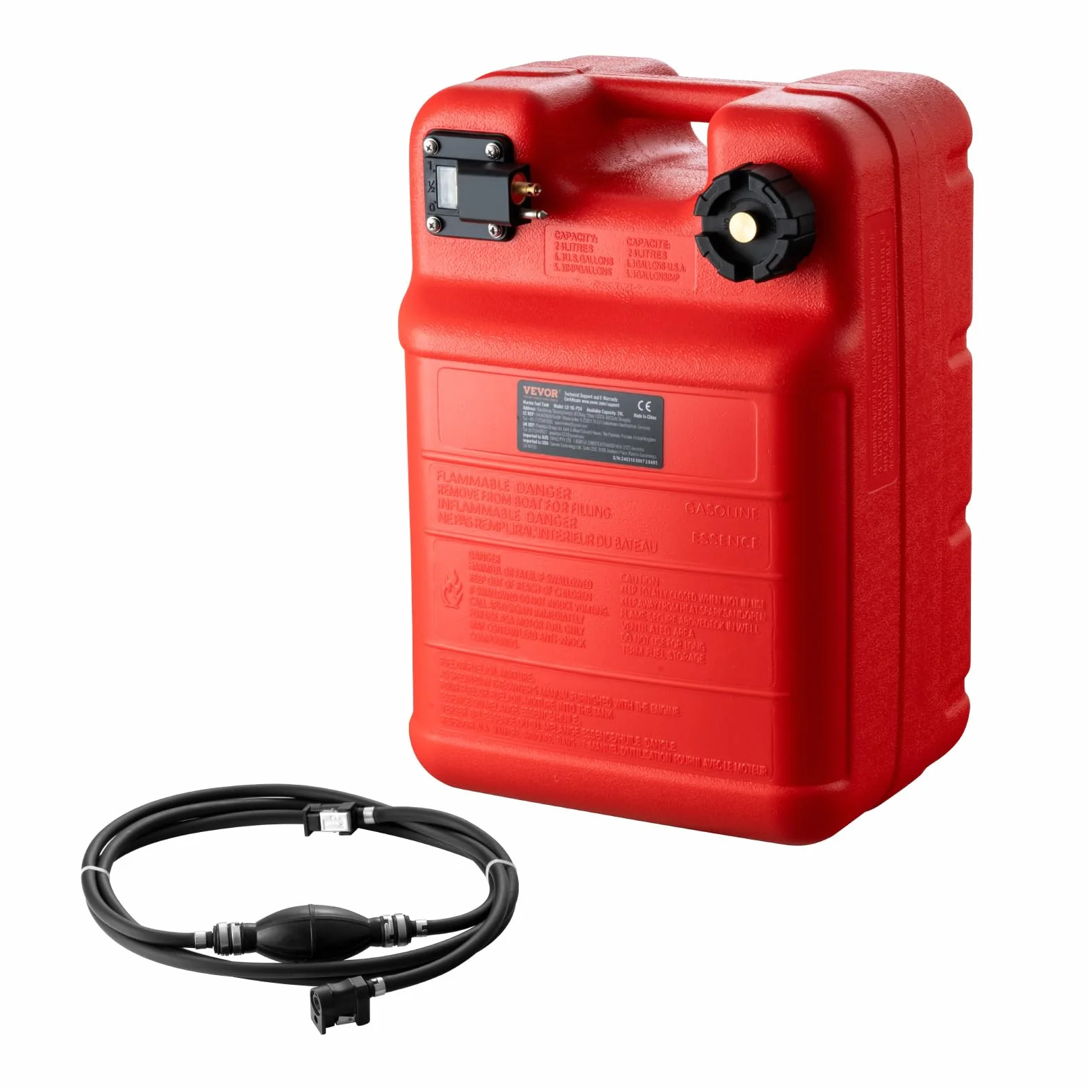 VEVOR Serbatoio Carburante Marino 24 L Portatile per Barche Fuoribordo Plastica Rosso
