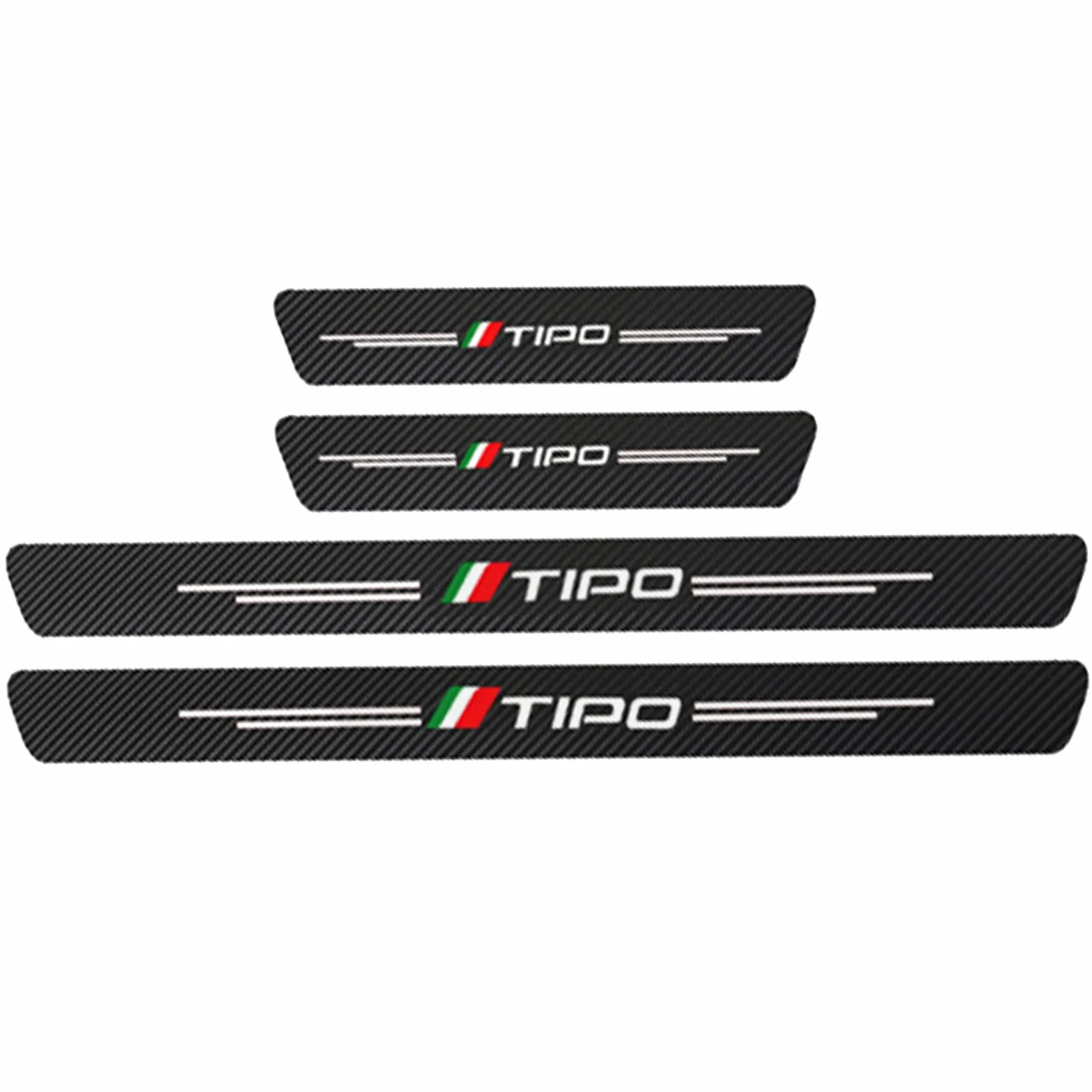 4 Pezzi Battitacco Auto in Fibra di Carbonio per Fi-at Tipo, Adesivi del Protezione del Battiscopa del Davanzale della Porta Car Styling Accessori,Black