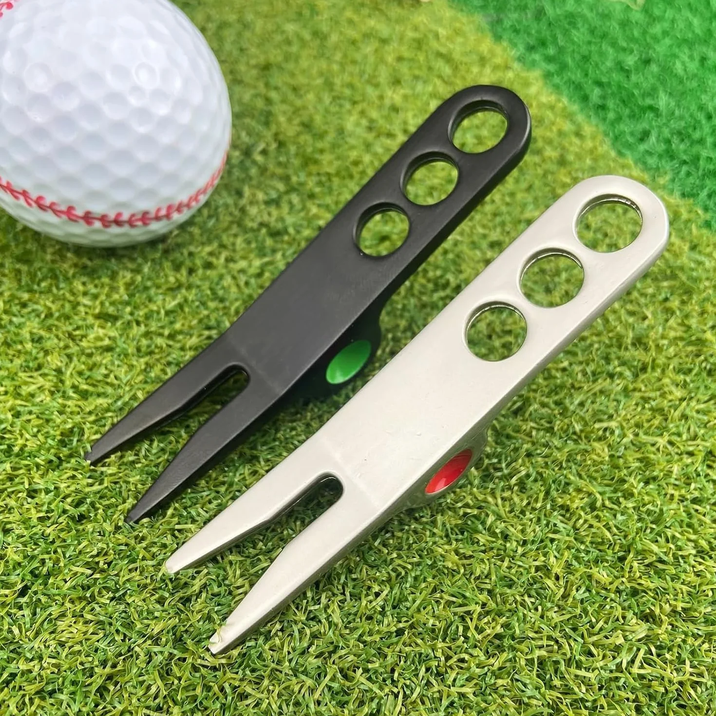 Forcella per palline da golf pivot divot strumento compatibile Cameron Scotty Golf (argento e nero)