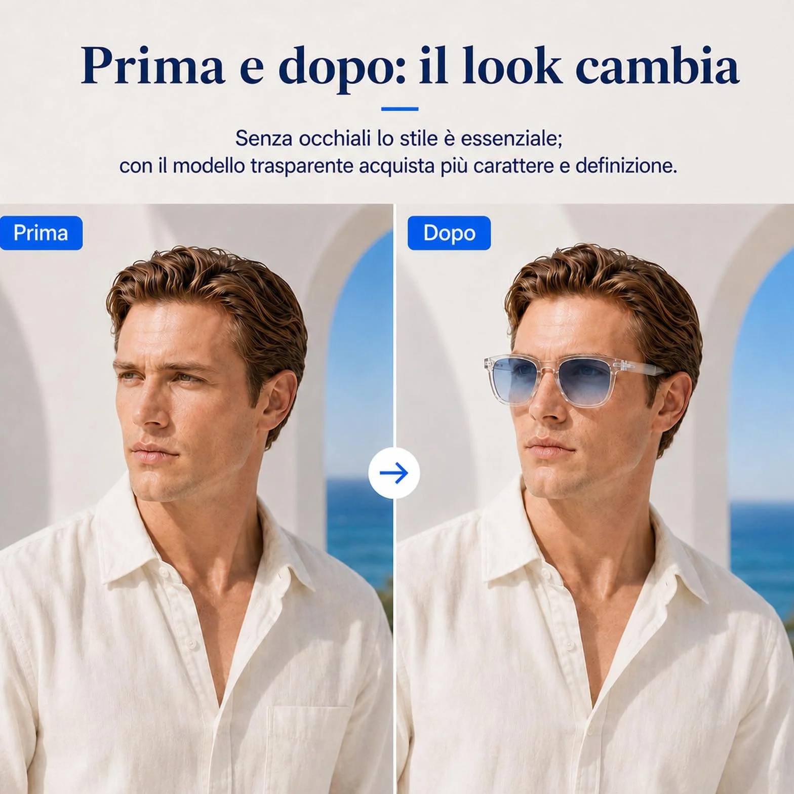 MarcoMoretti Occhiali da Sole UV400 Lenti Blu Unisex