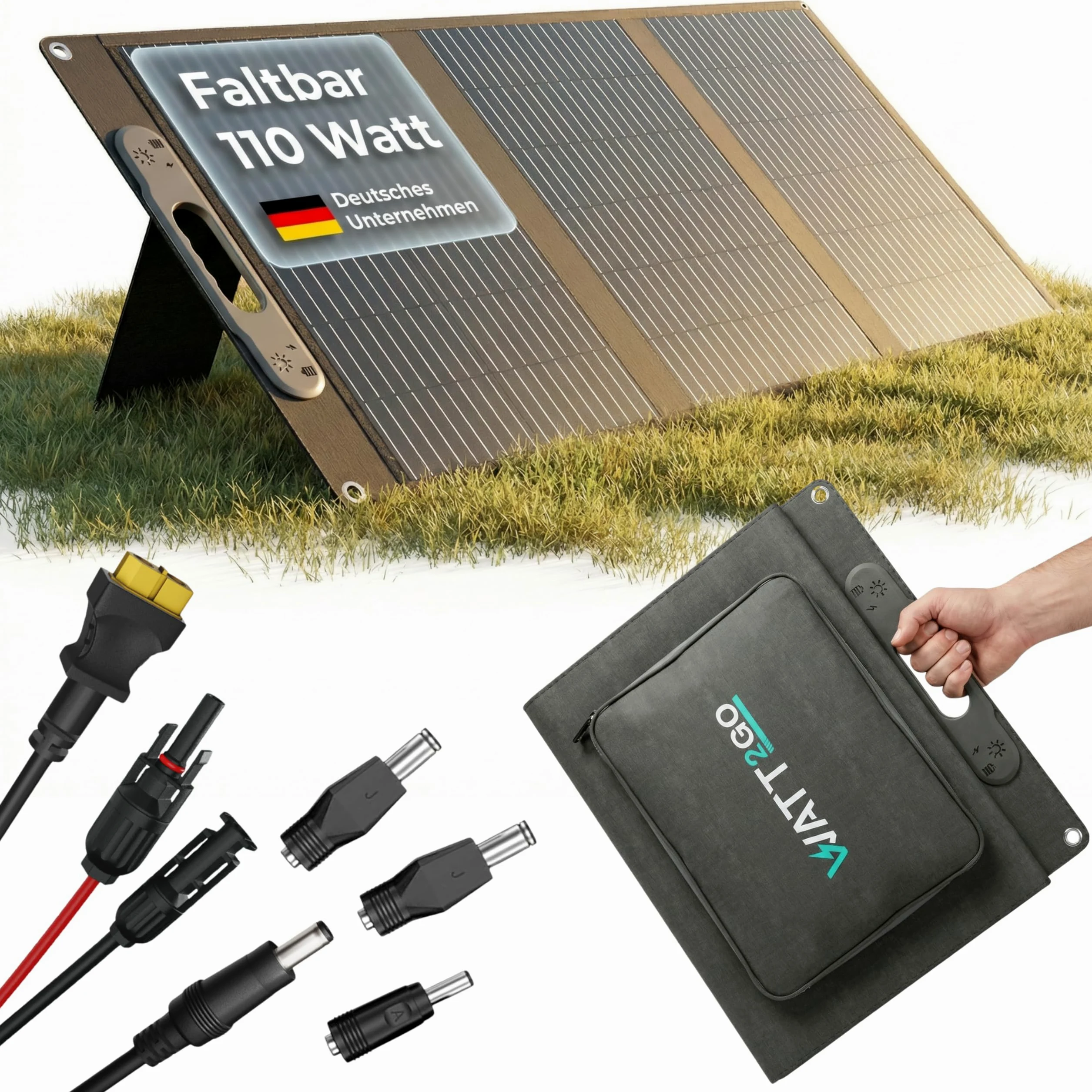 Pannello solare da 110 W (0% IVA) resistente alla pioggia e al vento. Ogni stazione di alimentazione compatibile con pannello solare – Pannello solare pieghevole per giardino – Modulo solare