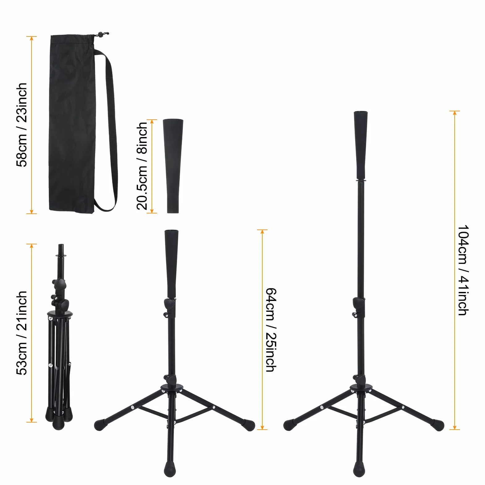 PATIKIL Viaggi Baseball Battuta Tee, Portatile Baseball Tee Regolabile Altezza da 25" a 41" Treppiede Softball Tee Alzati per Colpire Allenamento Esercitati, Nero