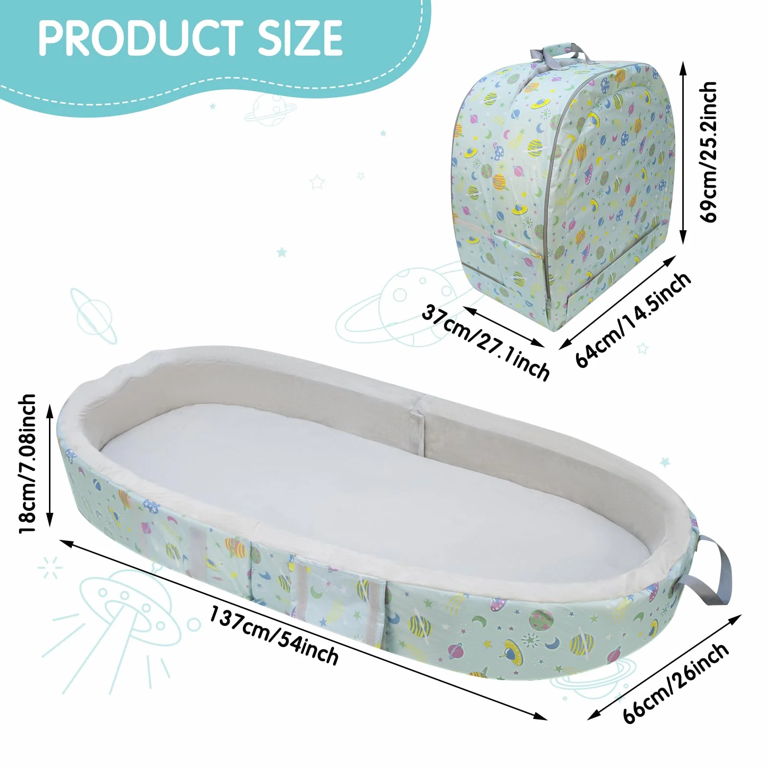 Letto da viaggio portatile e impermeabile per neonati bambini con materasso e lenzuolo lavabile