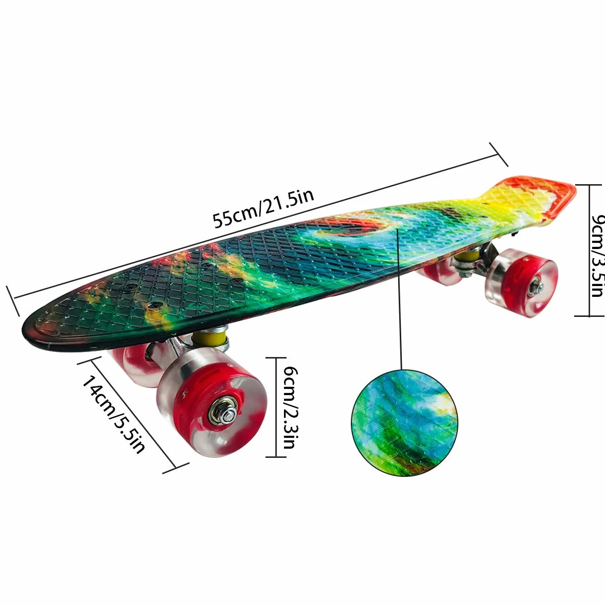 Skateboard Kids Mini Cruiser Skateboard Completo da 22 Pollici con Ruote Luminose a LED per Adulti Bambini Principianti Ragazze Ragazzi Regalo di Compleanno