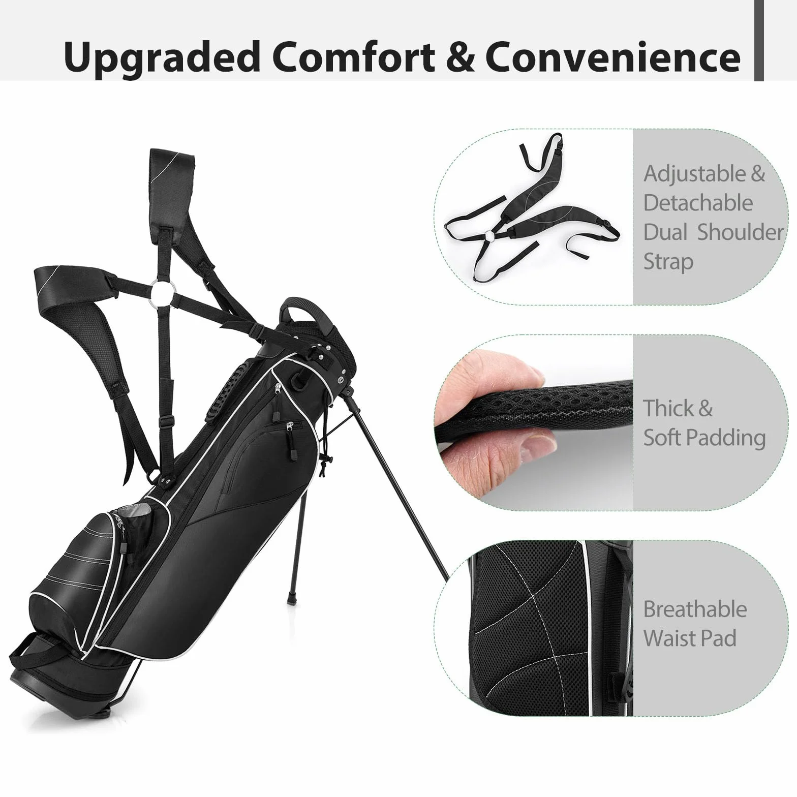LIFEZEAL Borsa da golf 4 divisori spallacci regolabili leggera