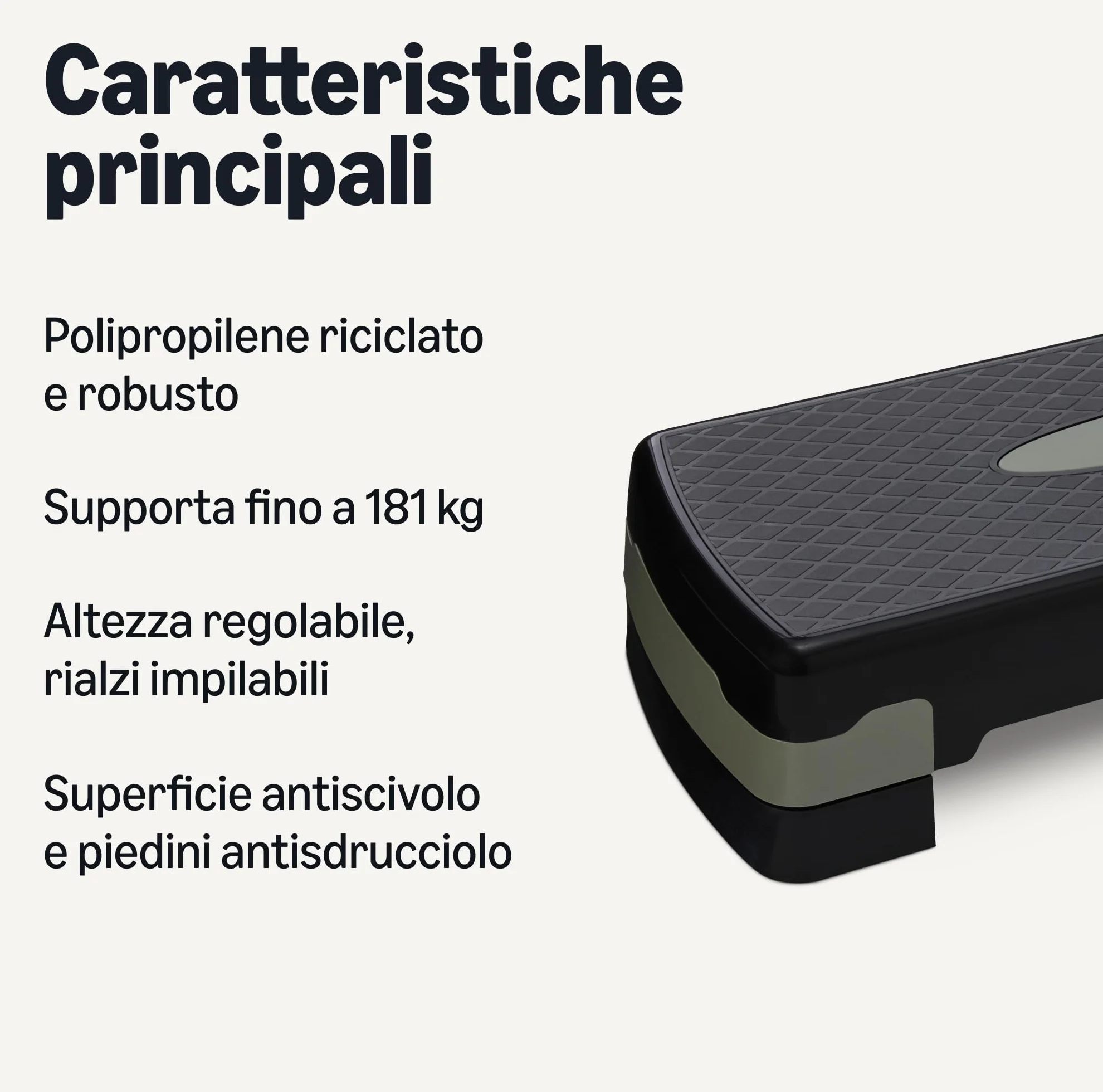 Amazon Basics Pedana Step per Aerobica, Stepper Regolabile 68.58cm Nero/Grigio