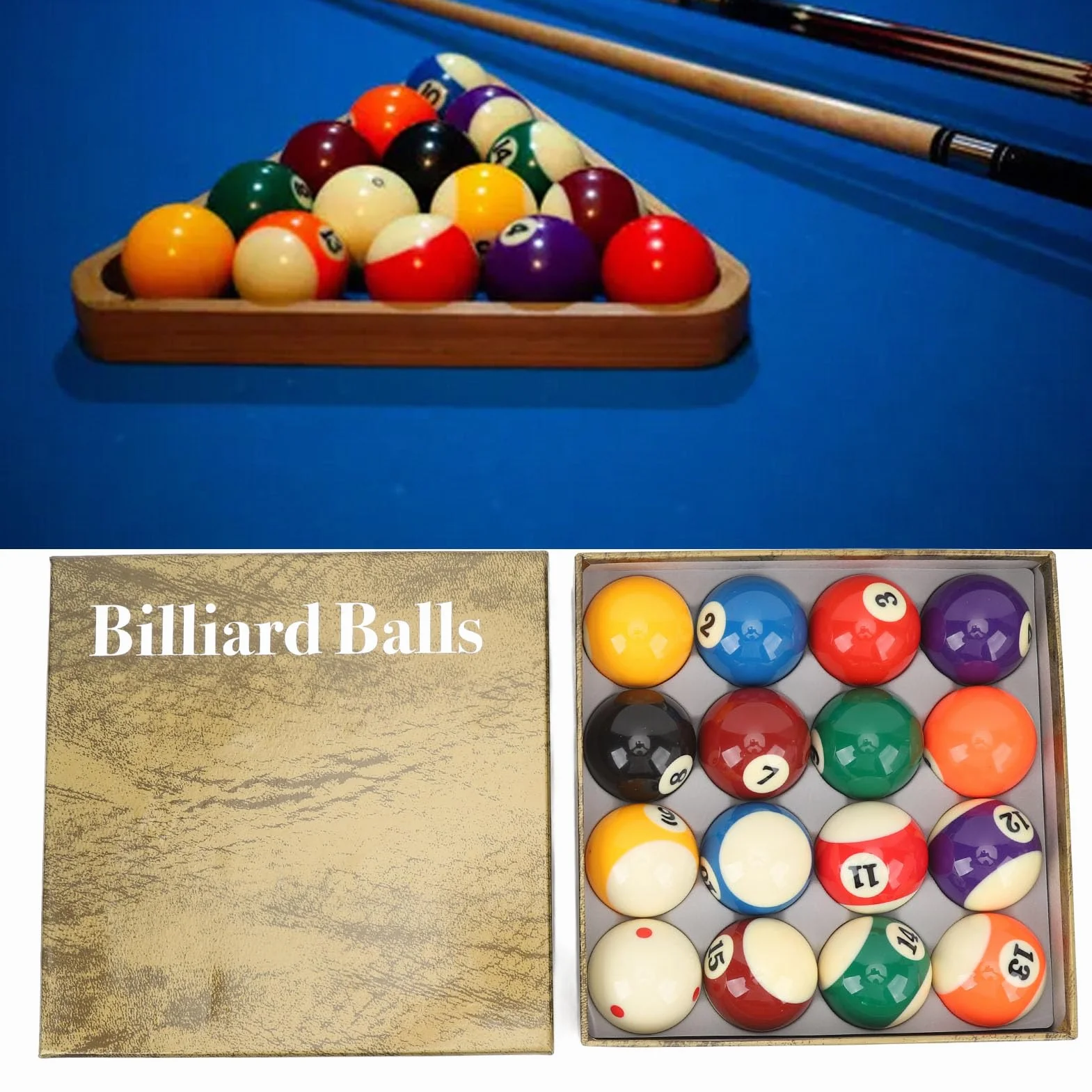 Set di Palle da Biliardo 16 Pezzi in Resina 5,72 cm per Giochi di Feste