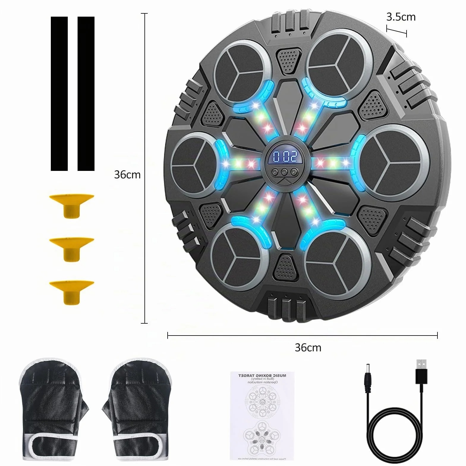 Machine de Boxe Musicale,LED Macchina da Boxe Musicale da Parete Pugile con Guanti da Boxe,3 modalità di velocità e modalità di Conteggio,Bluetooth Boxe Allenamento pour Enfants et Adultes