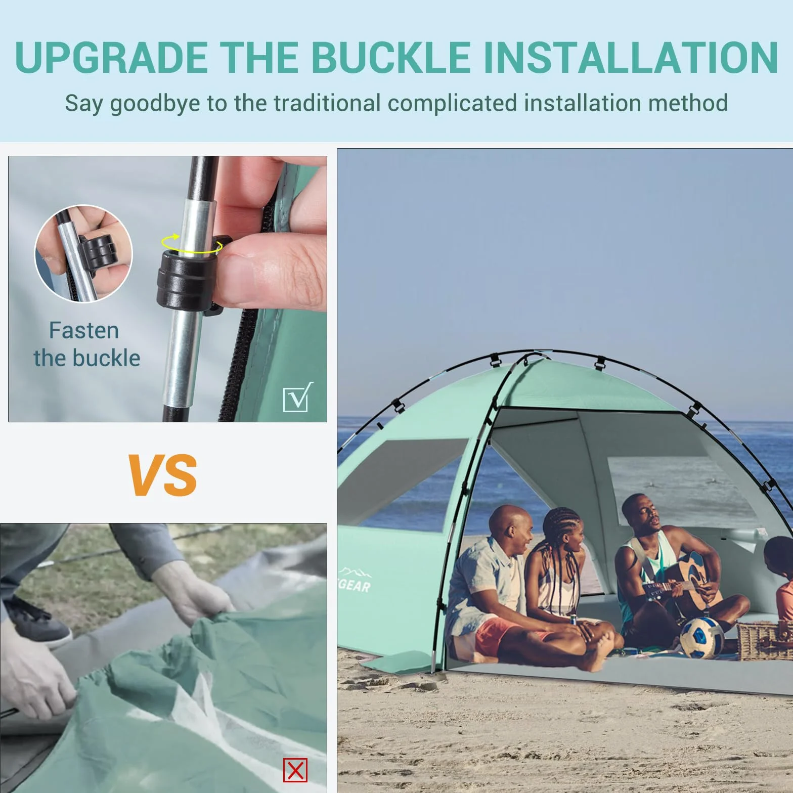 Elegear Tenda da Spiaggia Completamente Chiusa per 4-7 Persone con Protezione Solare UPF 50+