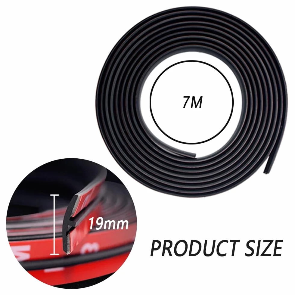Guarnizione Adesiva auto, Versione Aggiornata Caoutchouc, Protezione e Decorazione per auto, SUV, Camion (19mm×7M)