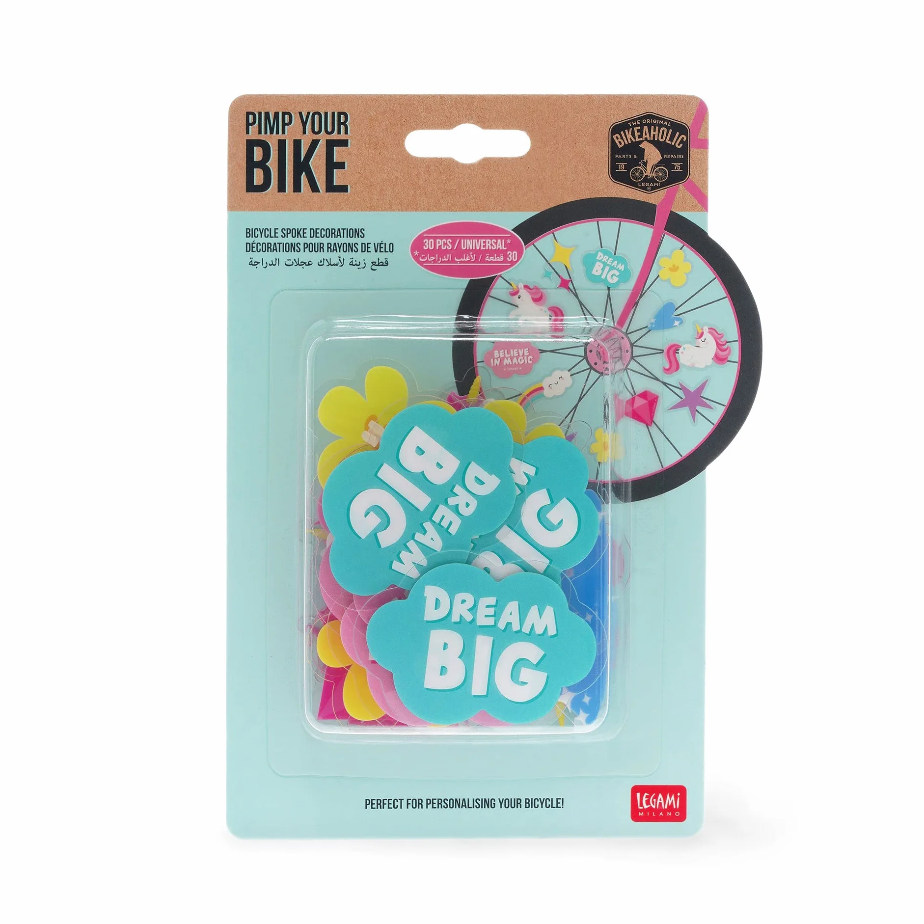 Legami Set di 30 decorazioni per raggi bicicletta Unicorn