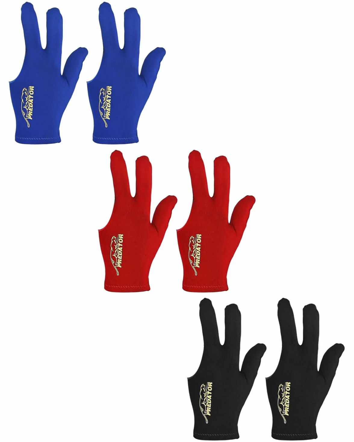 Guanti da biliardo estensibili unisex 6 pezzi nero blu rosso