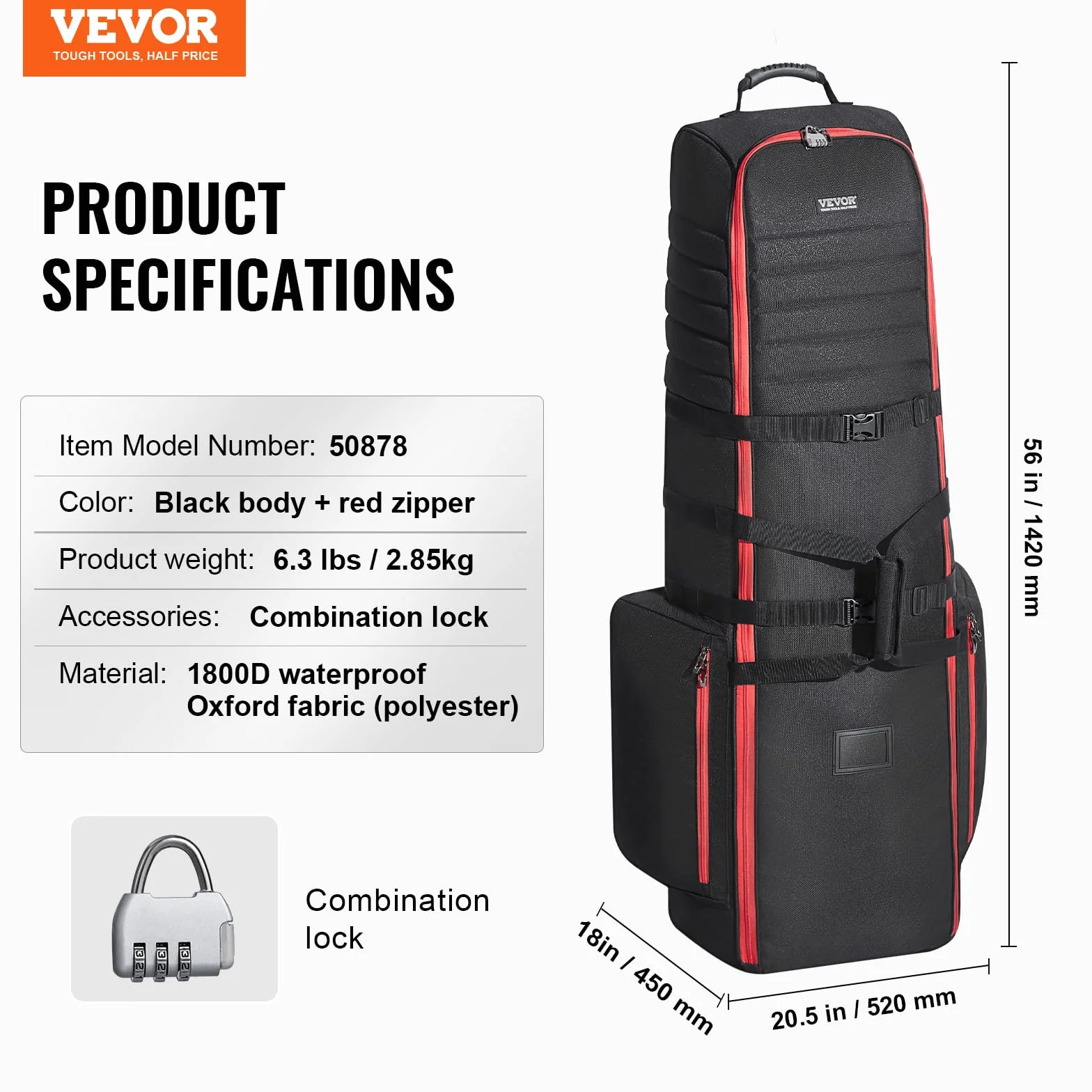 VEVOR Borsa da Viaggio per Golf, Custodia Morbida da Viaggio per Esterni, in Poliestere Oxford 1800D Resistente, Impermeabile, Imbottita con Ruote, Borsa Pieghevole per Mazze da Golf per Aereo