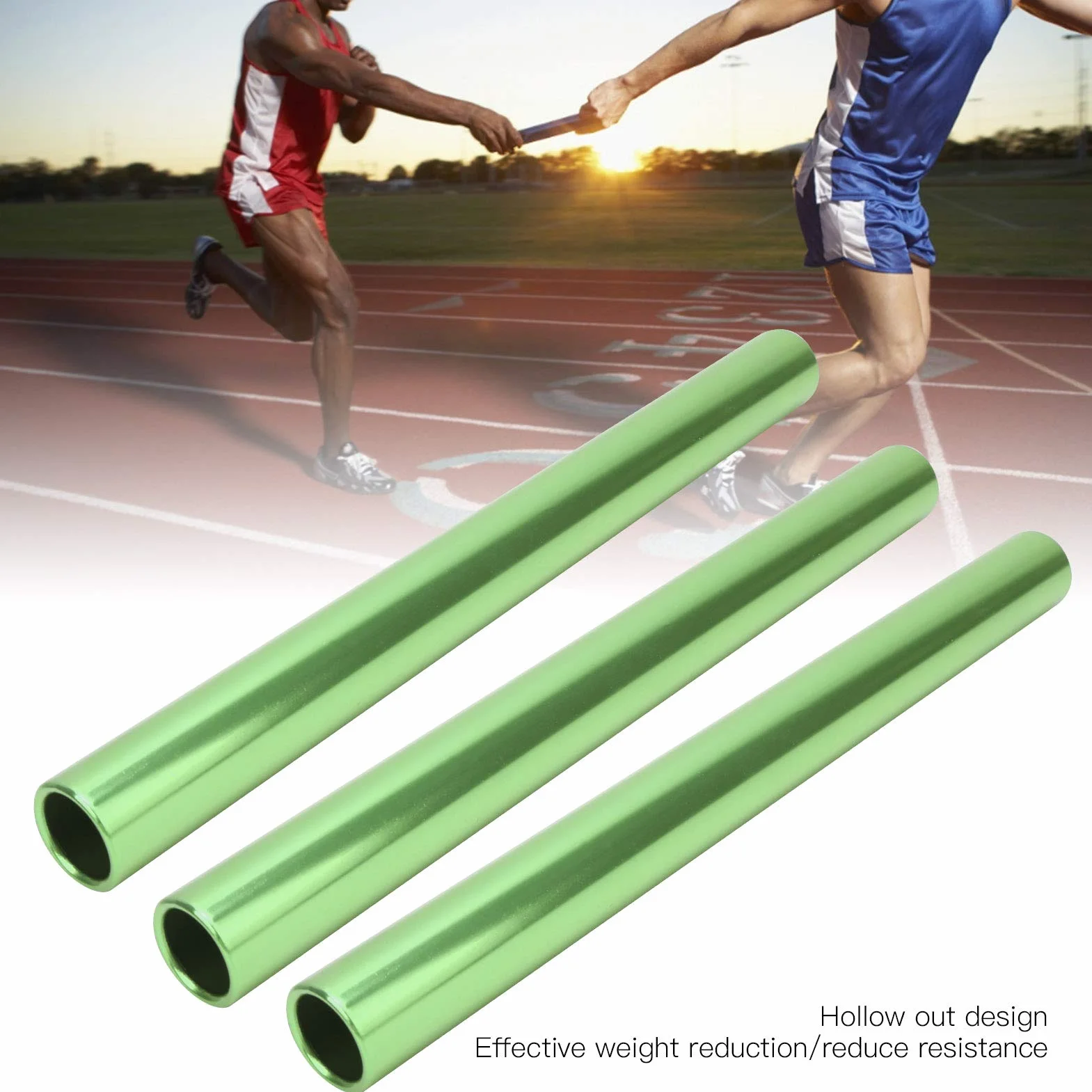 Bastoni per Staffetta Atletica Leggera in Alluminio, Corsa di Gara (Green)