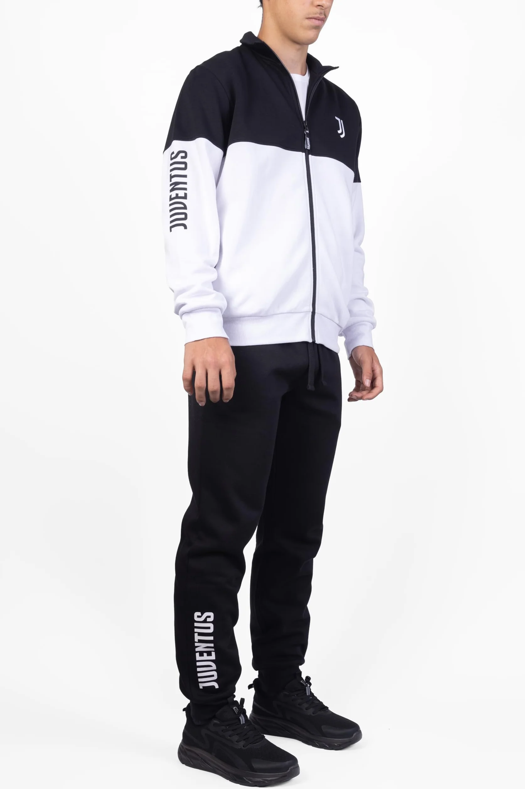 Juventus Blusa Homewear Felpa Garzata Cotone Full Zip Bianco Nero Logo