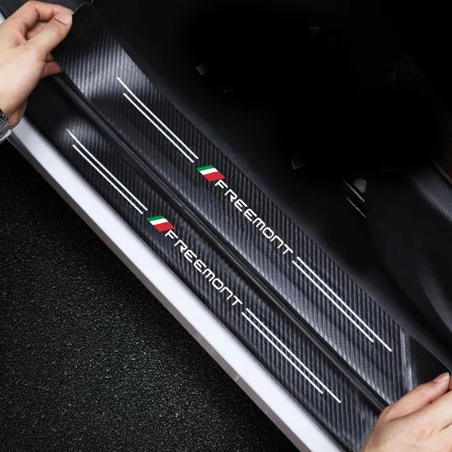 4 Pezzi Adesivi per Battitacco per Auto per Fiat, Adesivo per Battitacco in Fibra di Carbonio Protezioni per Davanzali per Porte Auto Freemont